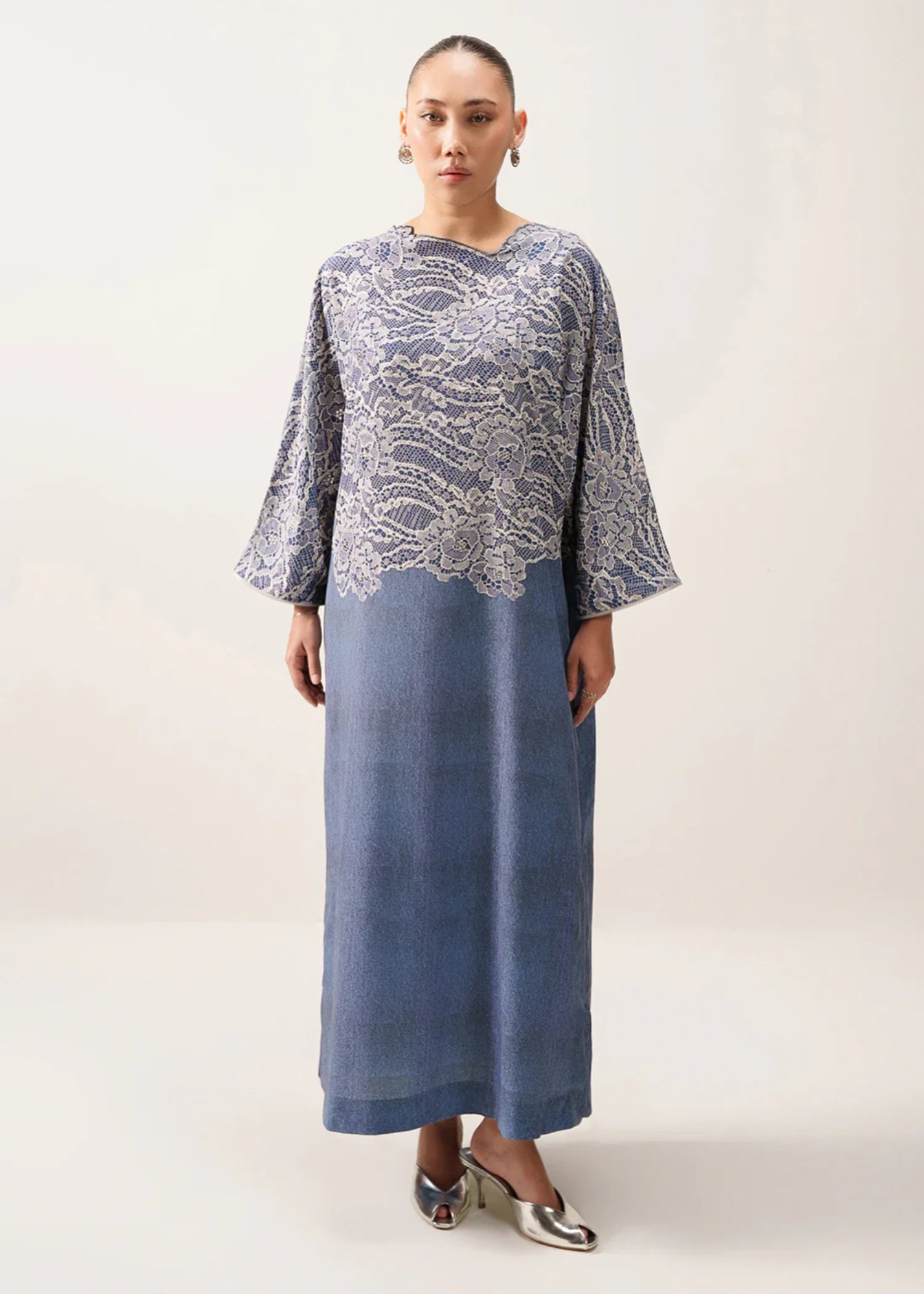 crepe Kaftan in Denim