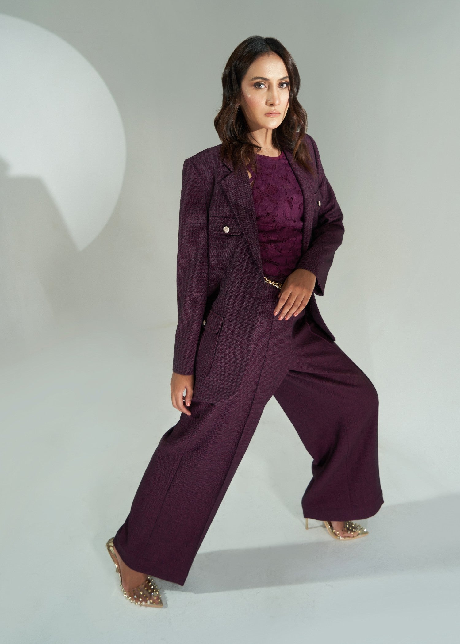 tweed wool Suits in Purple