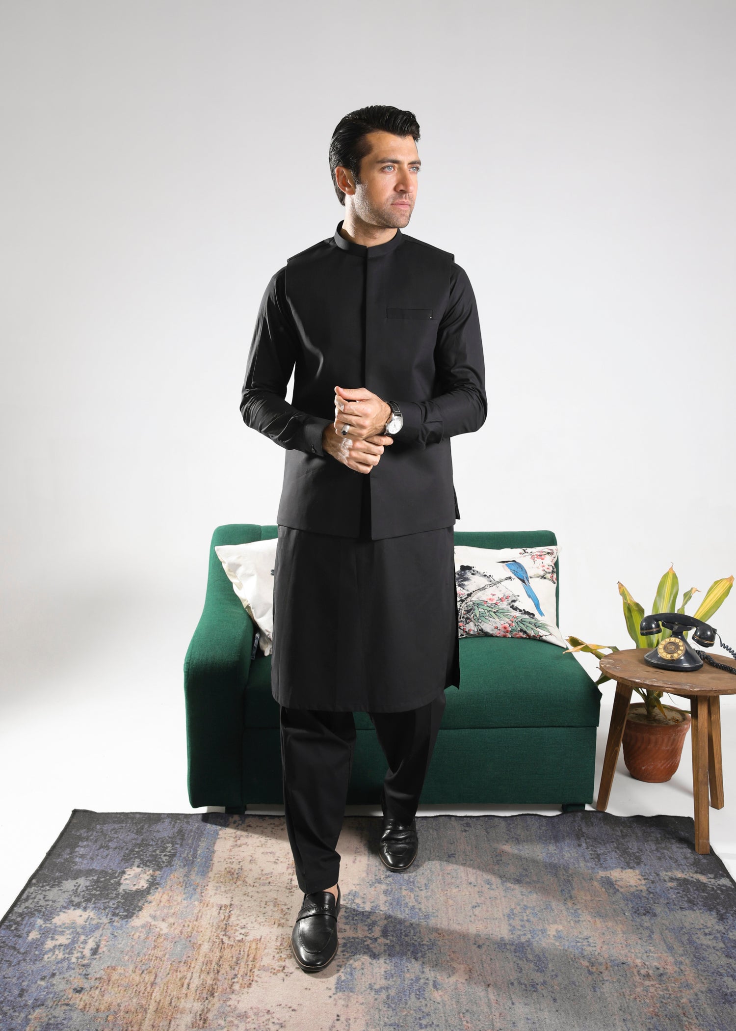 cotton Waistcoat in Black