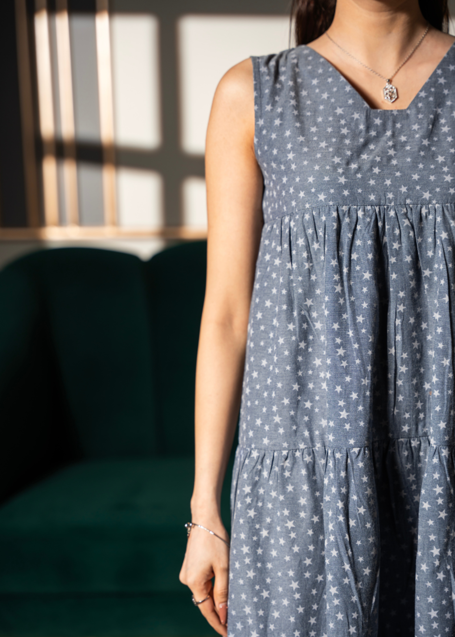 textured chambray Dress in Denim