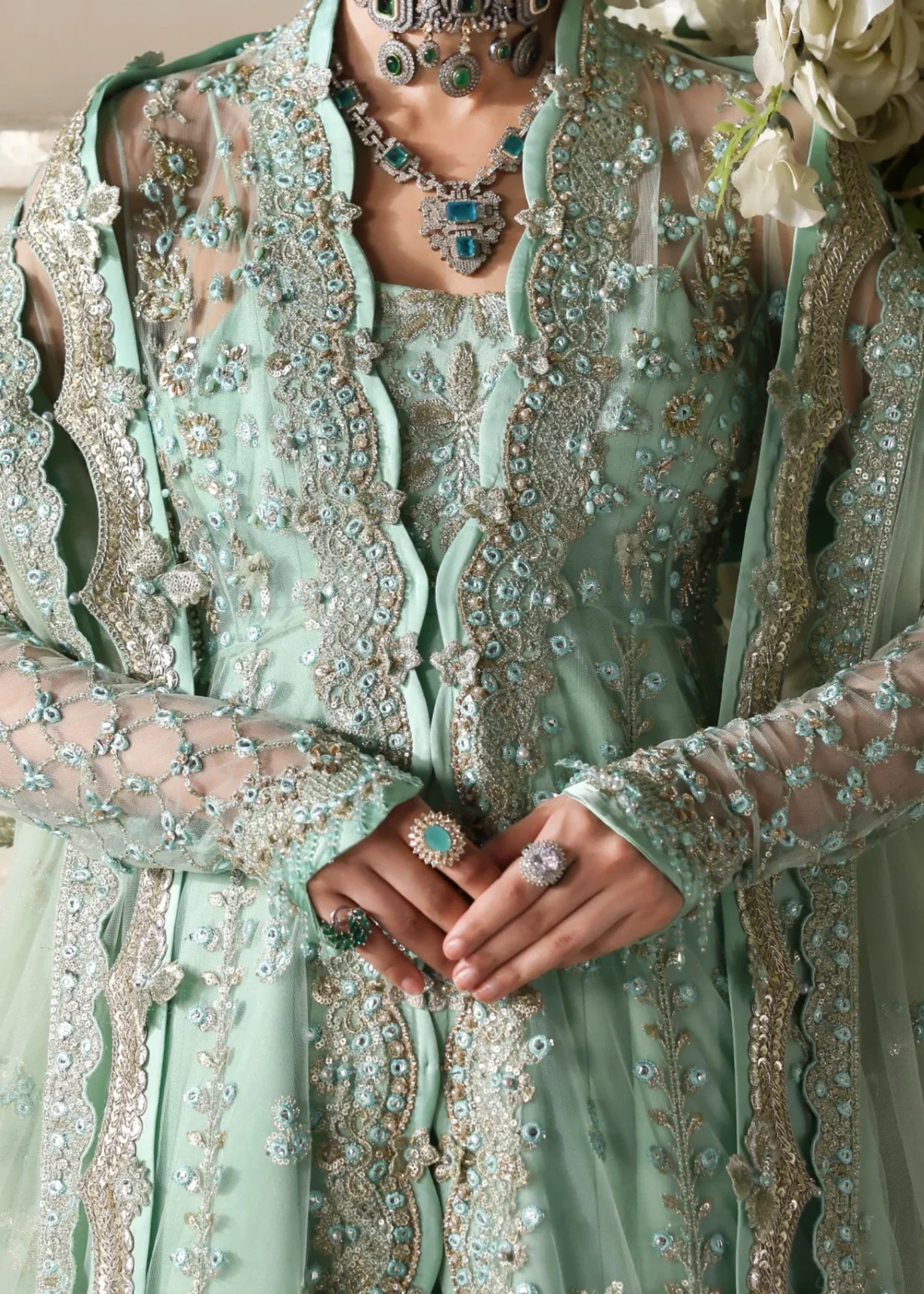 net Gown in Mint green