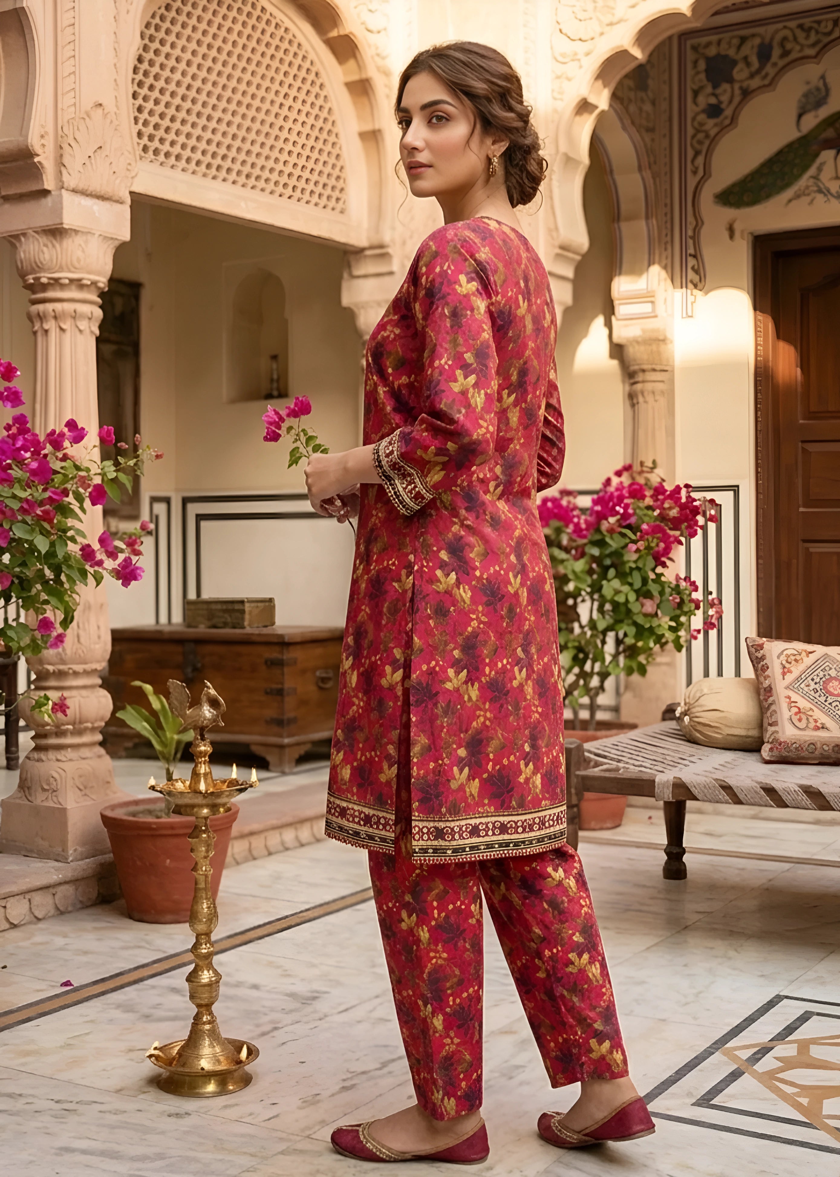 lawn Co Ord Sets in Tomato red