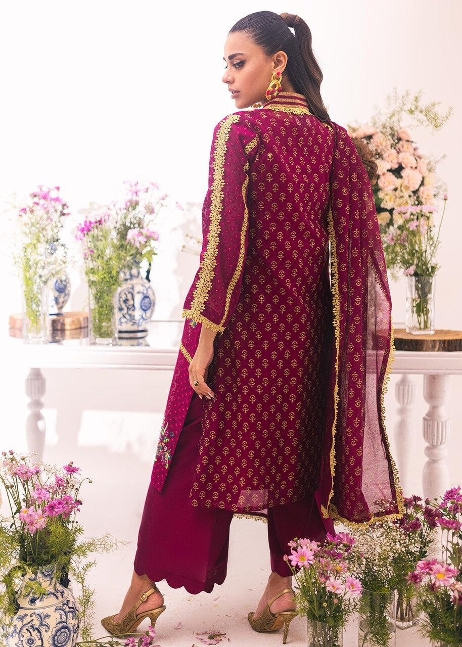 khaddi net Kurta Set in Magenta