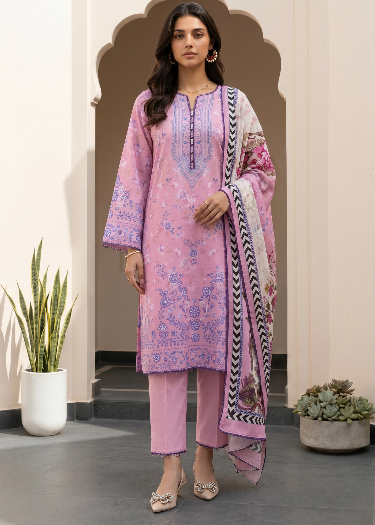 lawn Unstitched in Pink