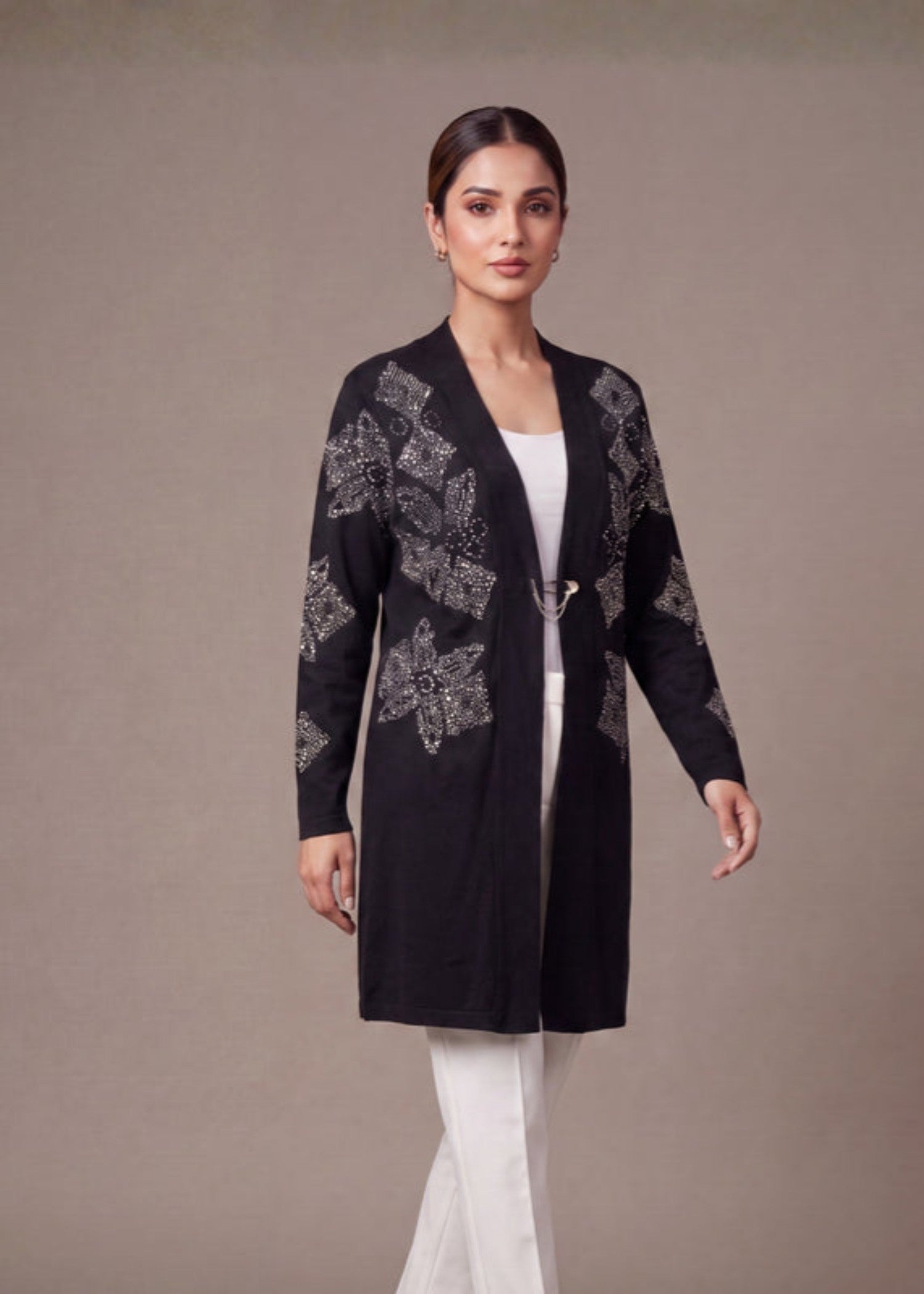 wool Cardigan in Black