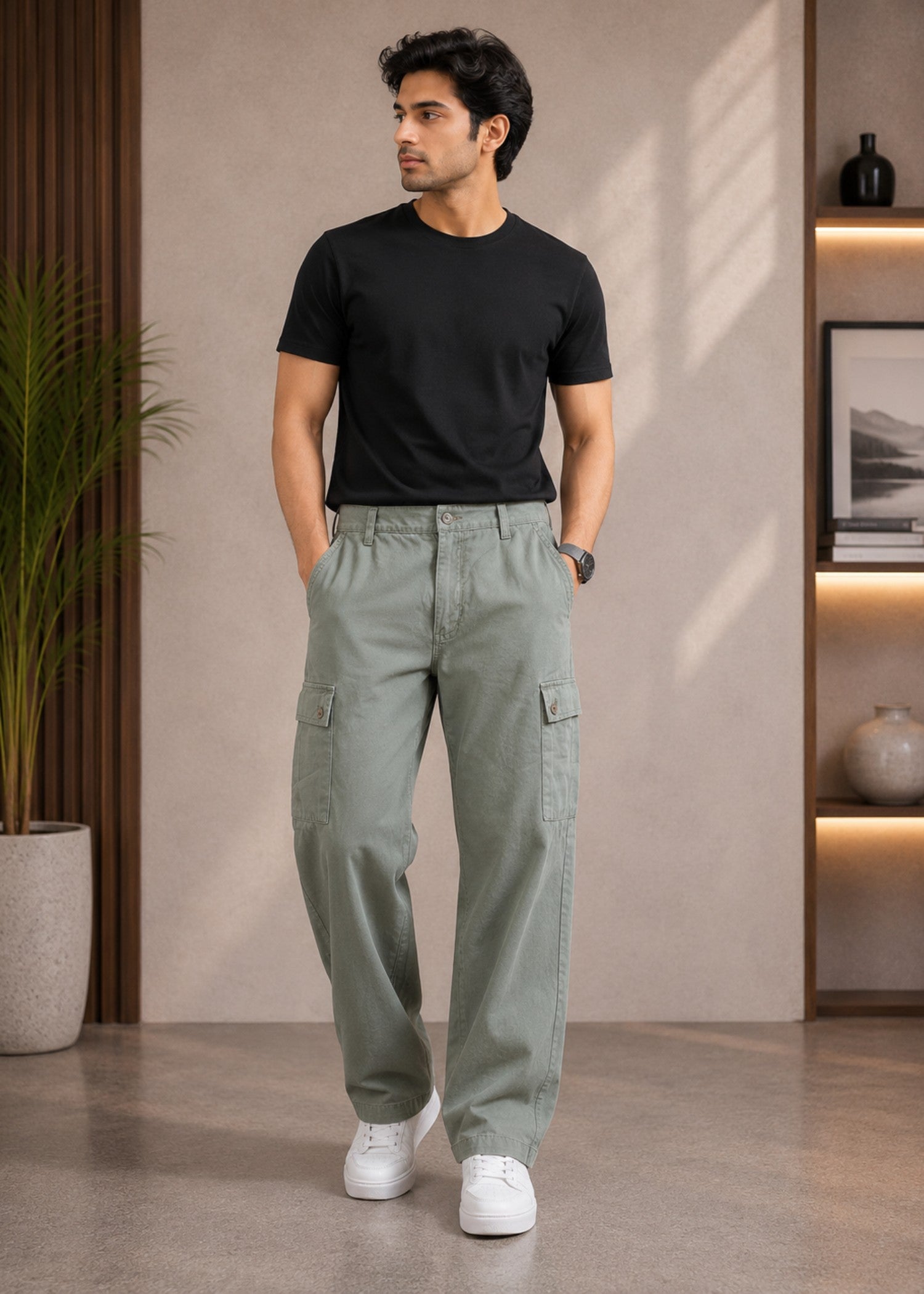 cotton Trousers in Ash grey