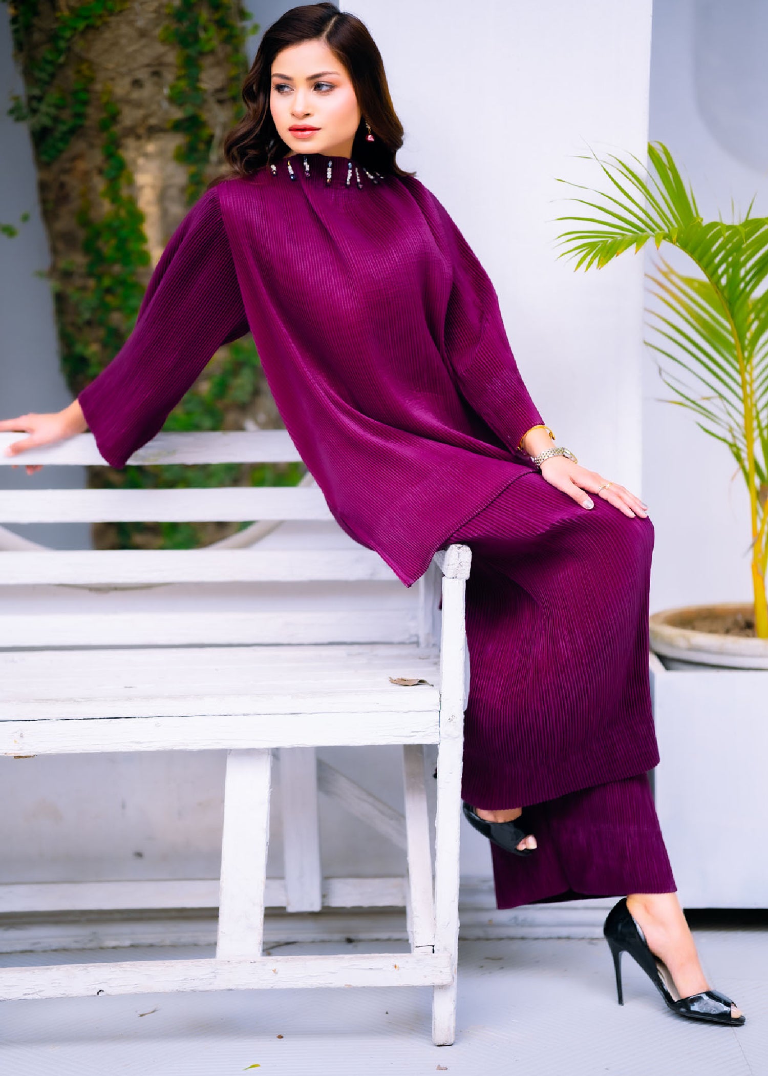 silk Co Ord Sets in Violet