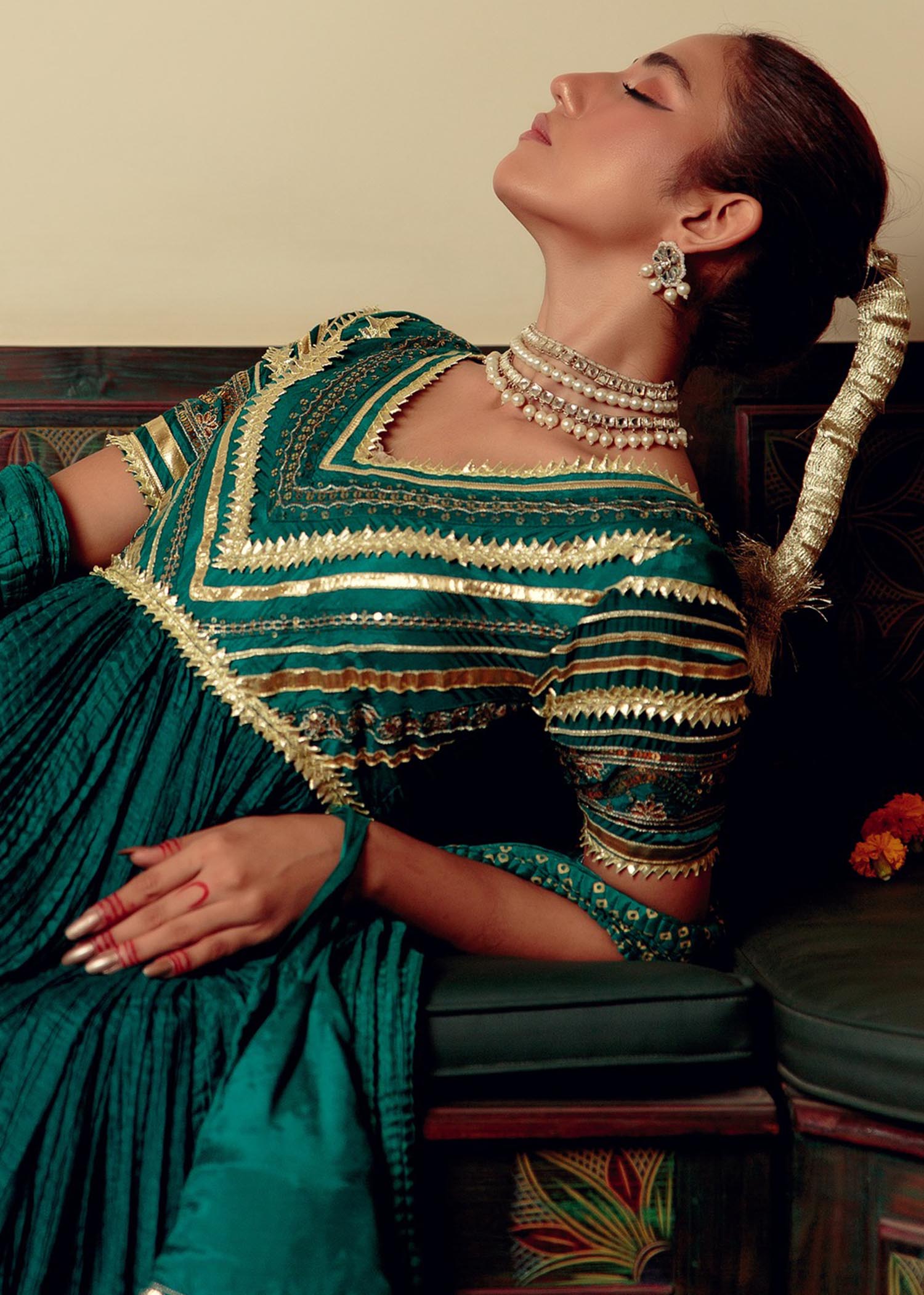 silk Pishwas in Green