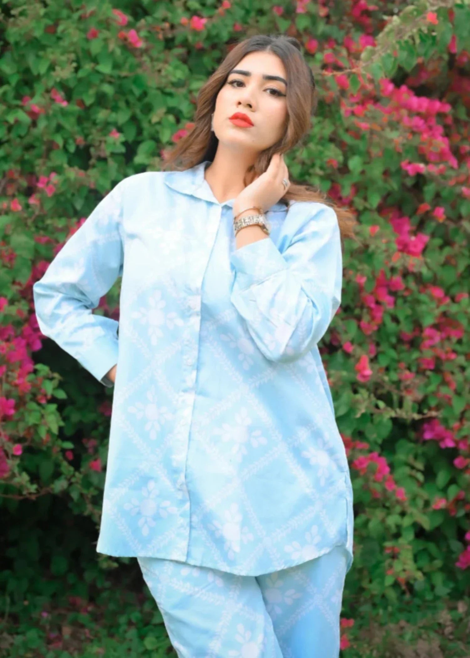 cotton Co Ord Sets in Powder blue