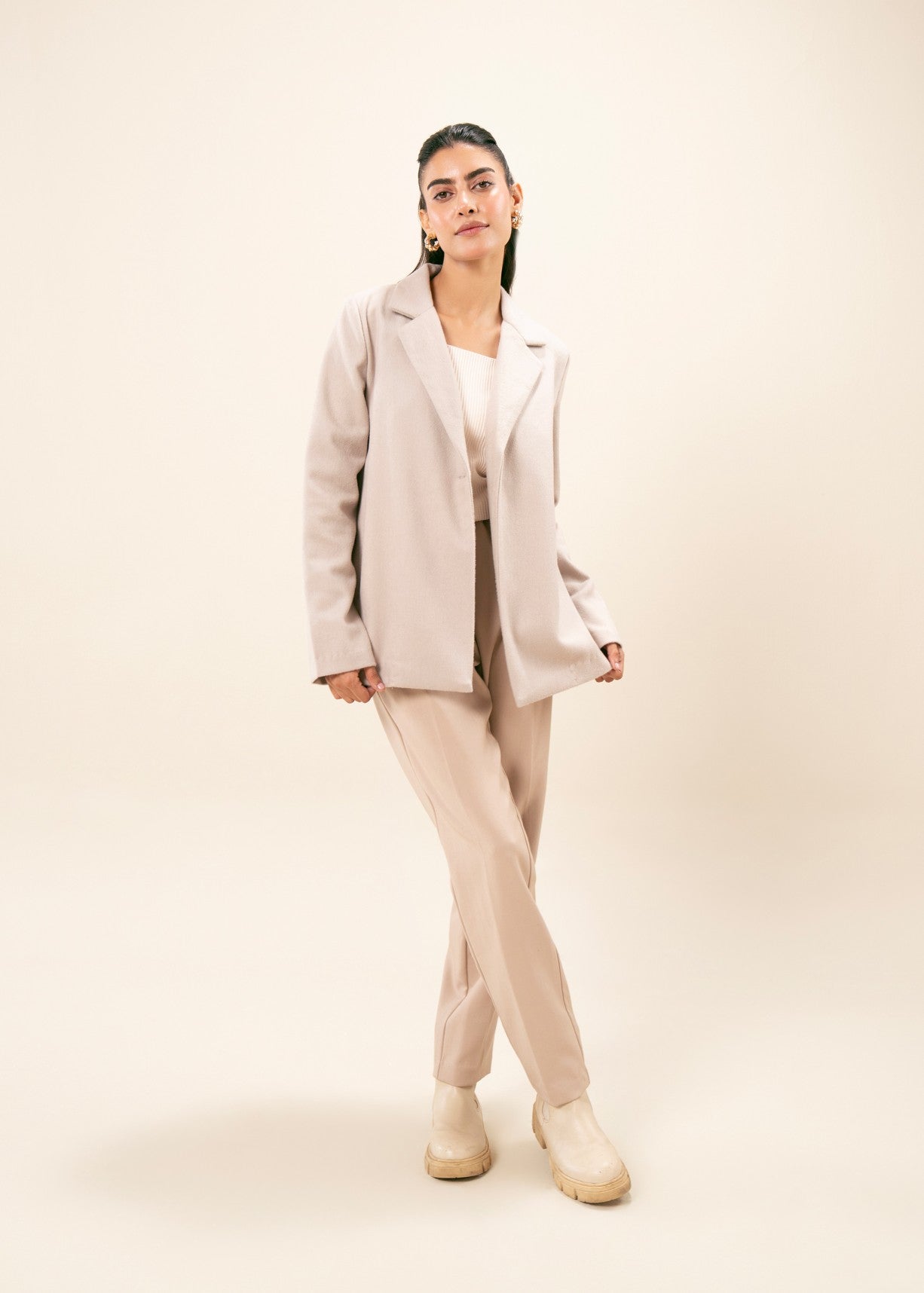 wool Coat in Beige