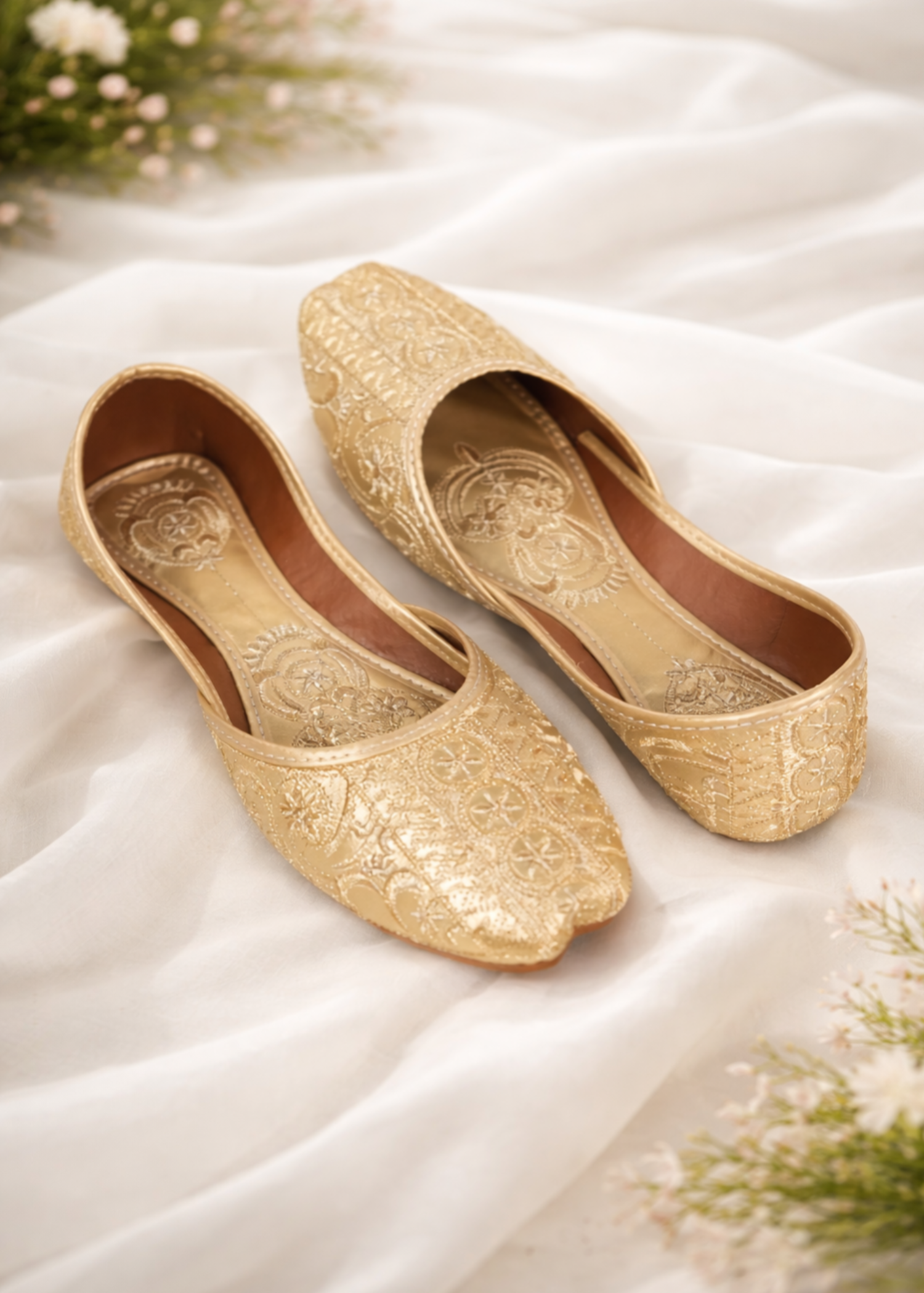 Khussa in Gold by - High Quality Women Khussa BVQ8065