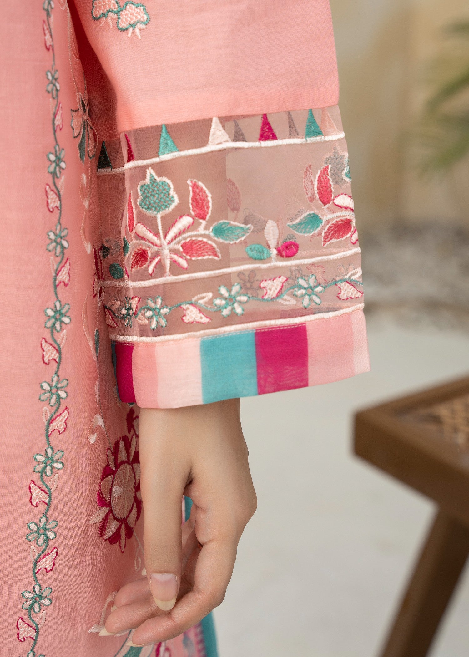 lawn cotton Kurta Set in Blush pink, blush