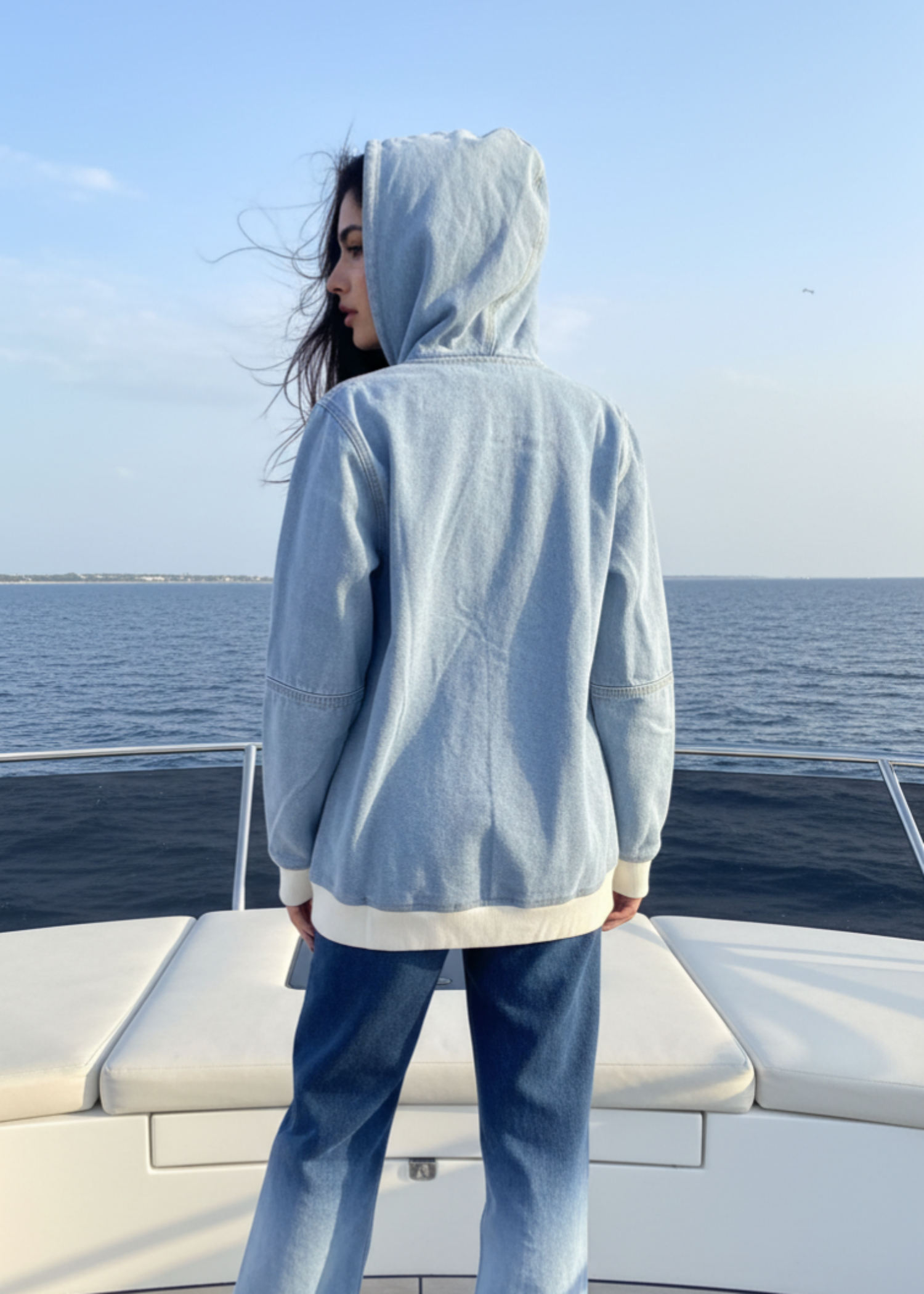 denim Hoodie in Ice blue