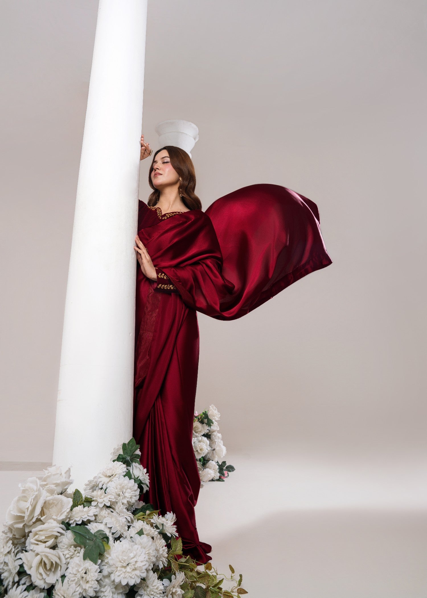 chinese micro velvet 9000 Saree in Maroon