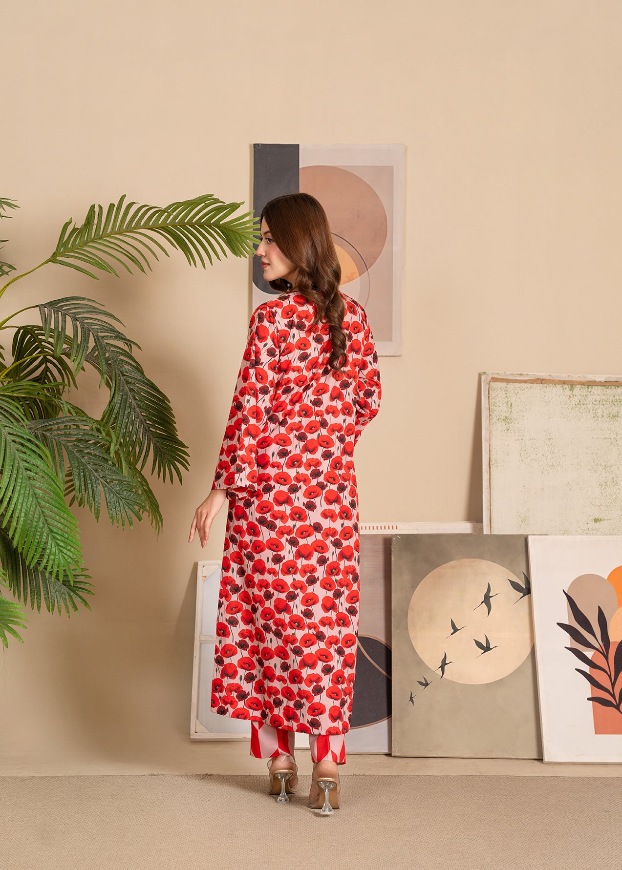 crepe Kurta Set in Blush pink