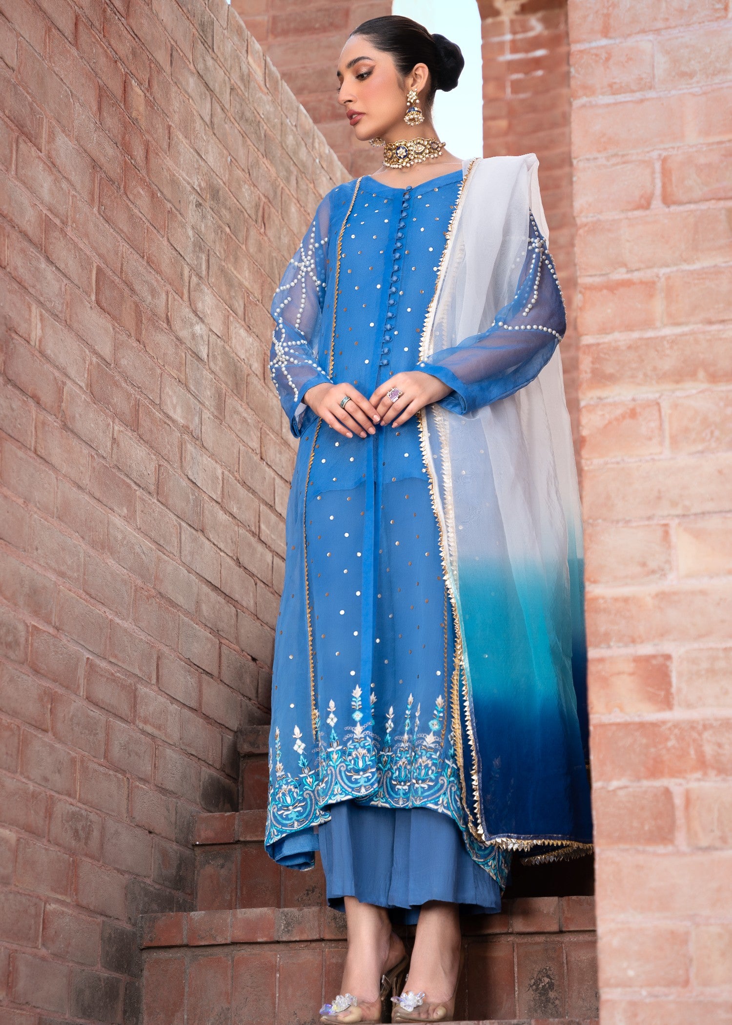 organza Gown in Blue