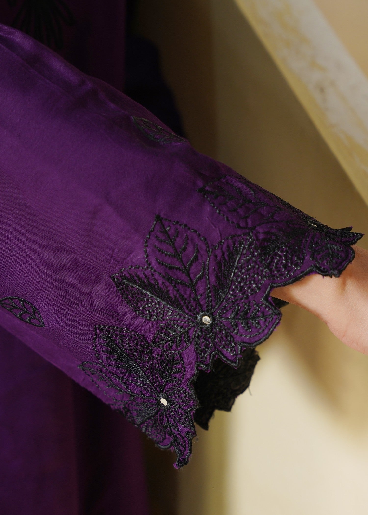 linen chambray Kurta Set in Royal amethyst