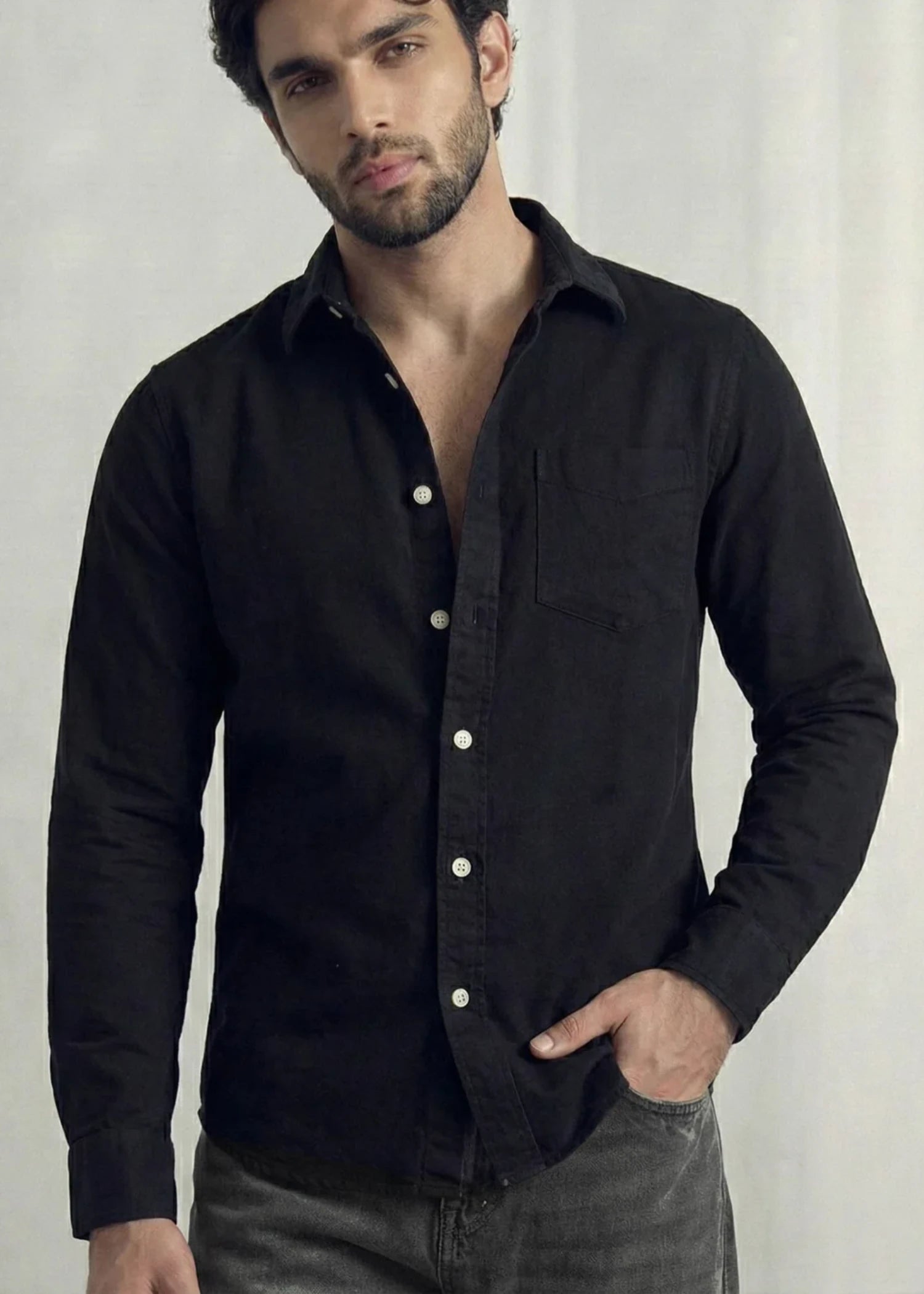 denim Casual Shirt in Black by Hustle N Holla