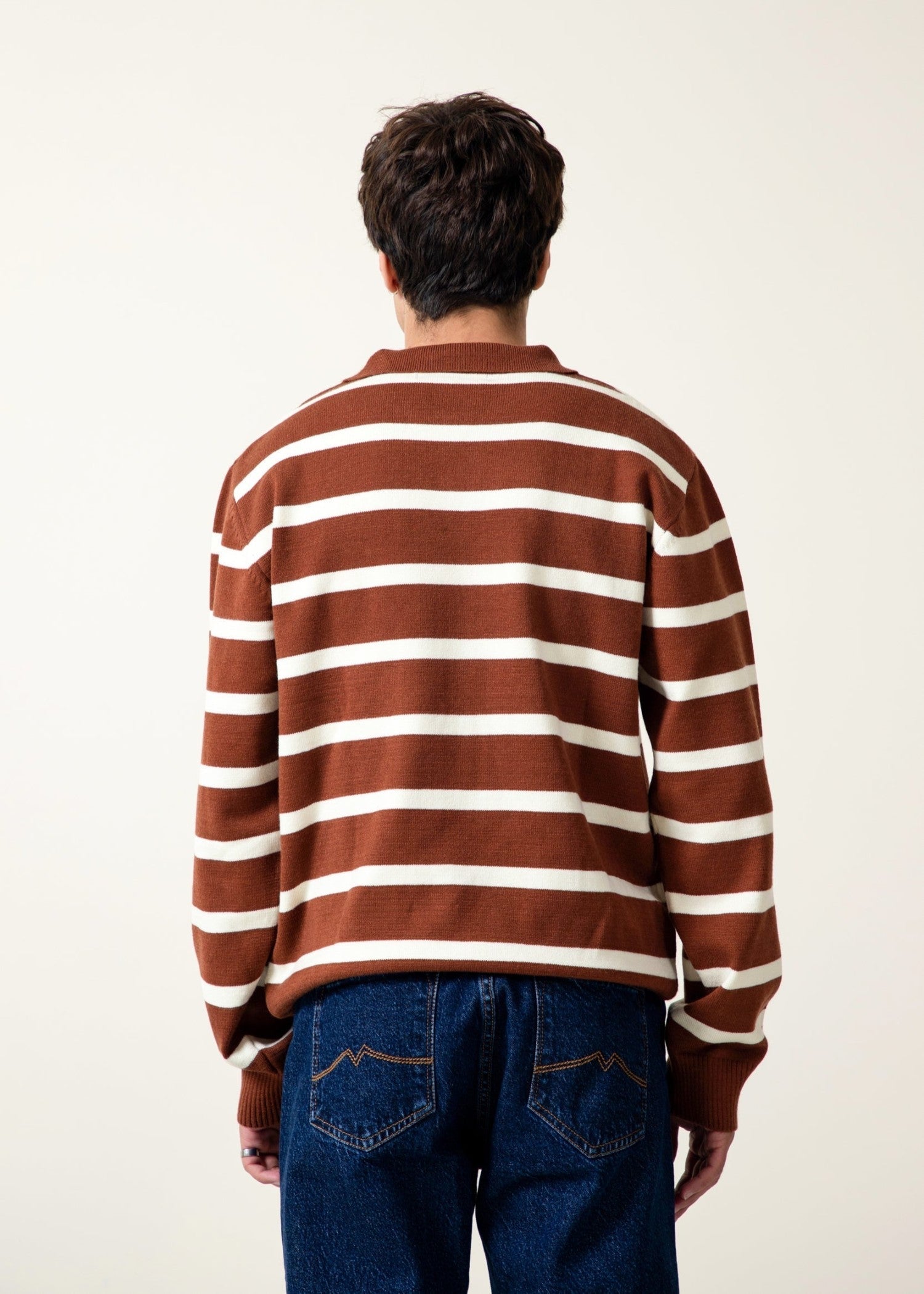 cotton jersey Sweater in White, chestnut brown