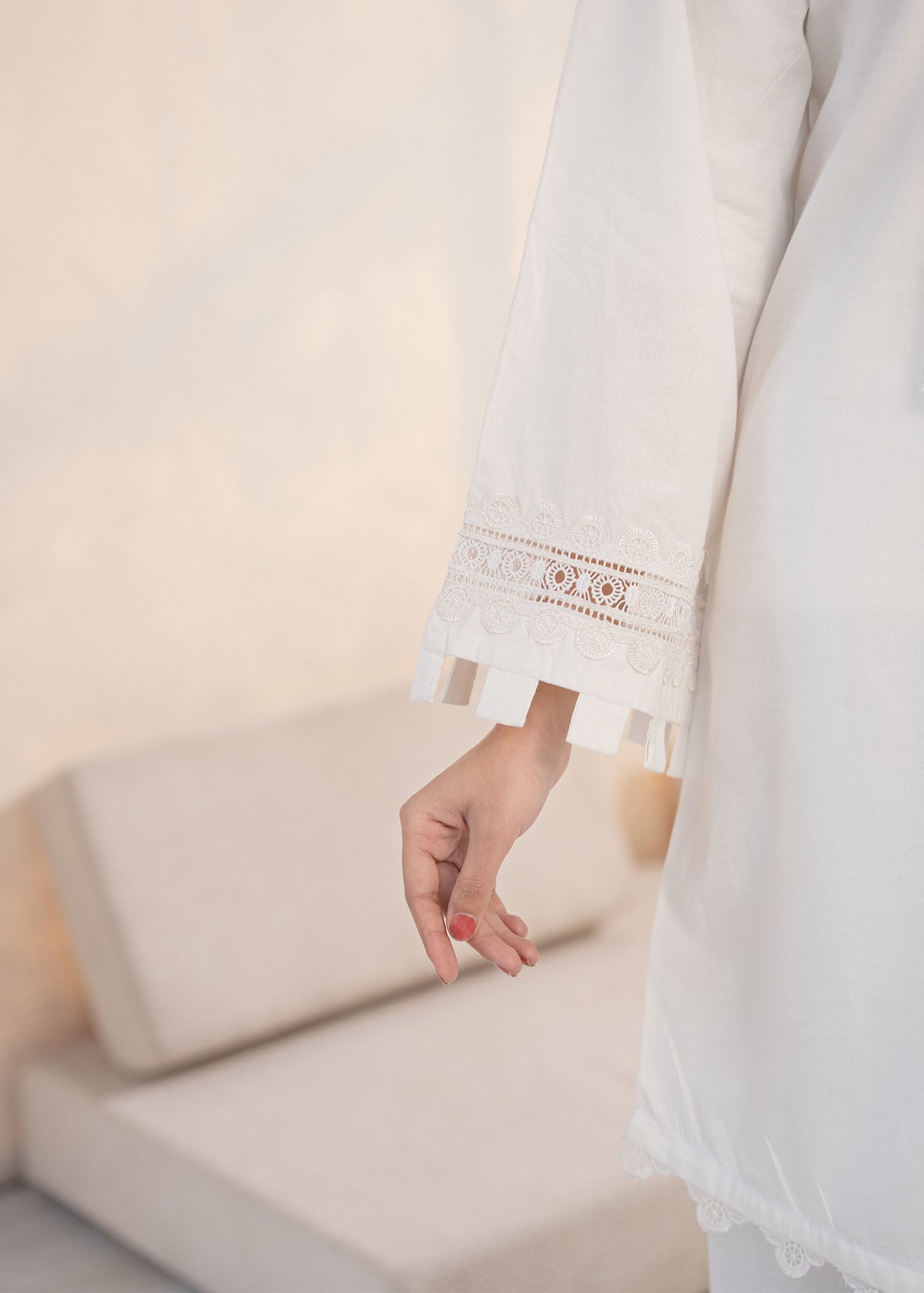slub khaddar Kurta Set in Off-white
