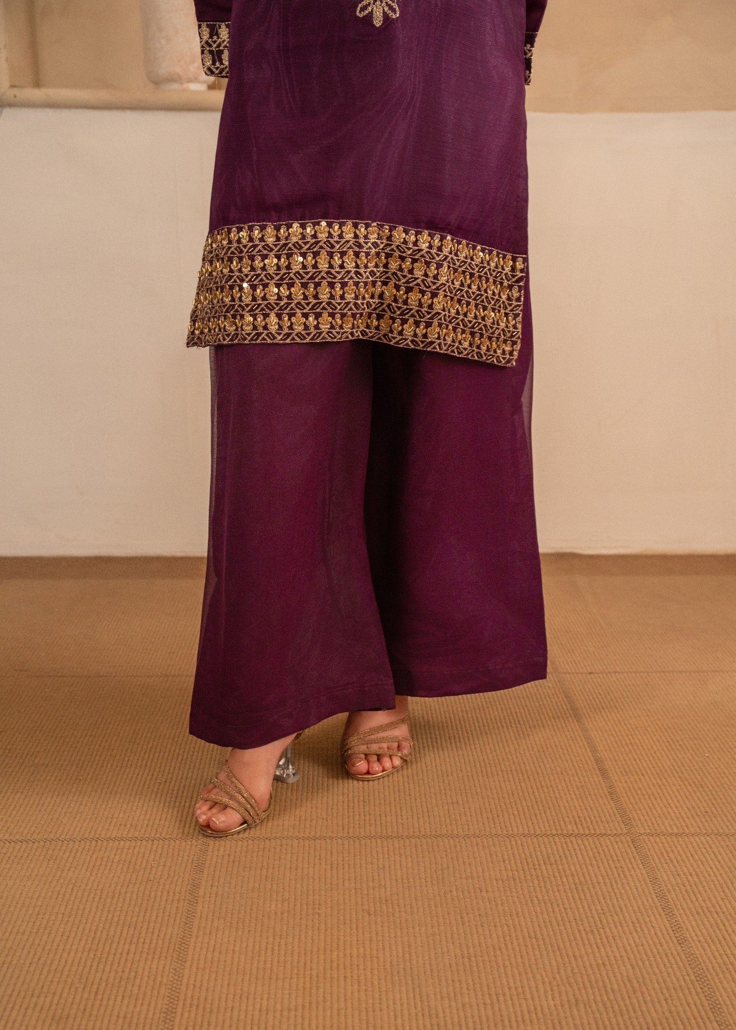 chiffon Kurta Set in Purple