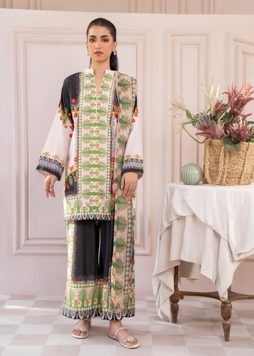 slub cambric Kurta Set in Off-white
