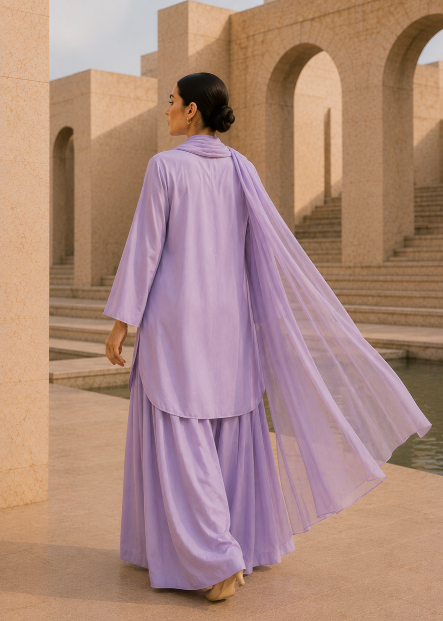 pure cotton Kurta Set in Lavender mist