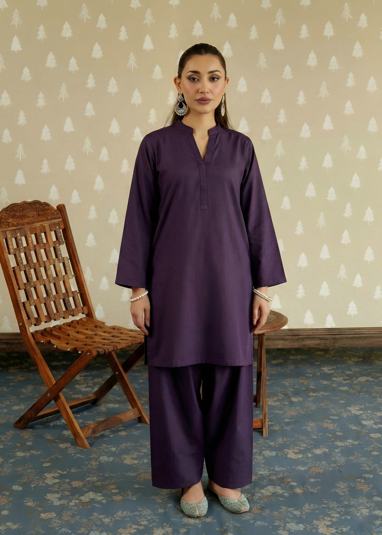 linen Co Ord Sets in Purple heart