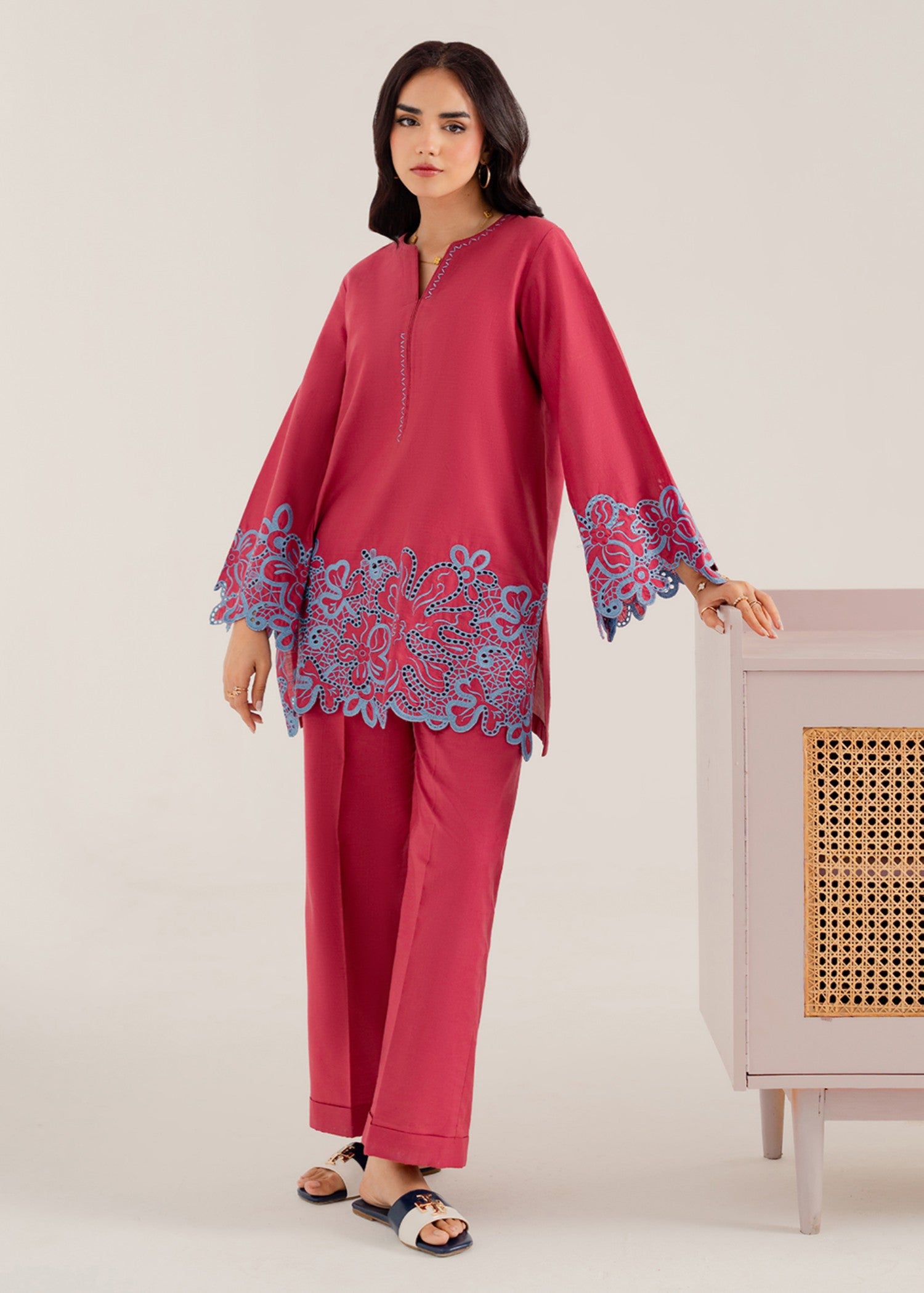 lawn cotton Co Ord Sets in Taffy pink