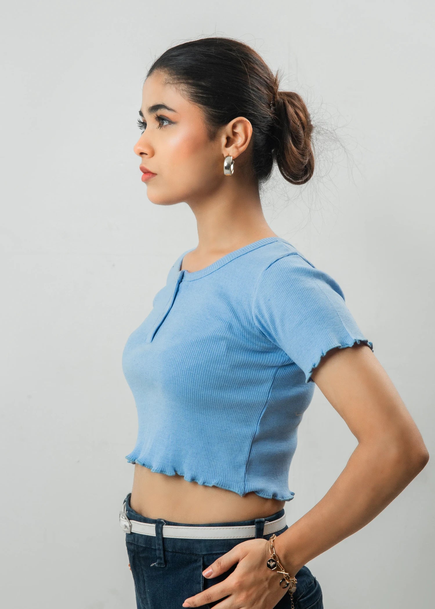 jersey knit Top in Sky blue