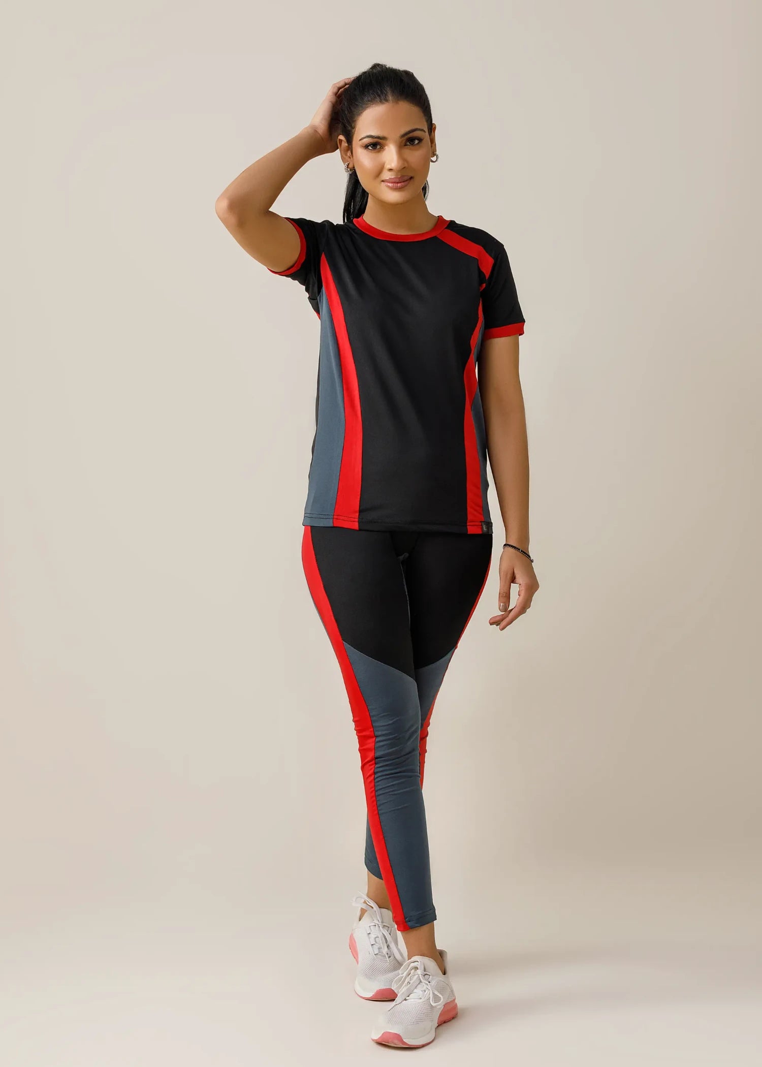 viscose jersey Tracksuit in Black, grey, red