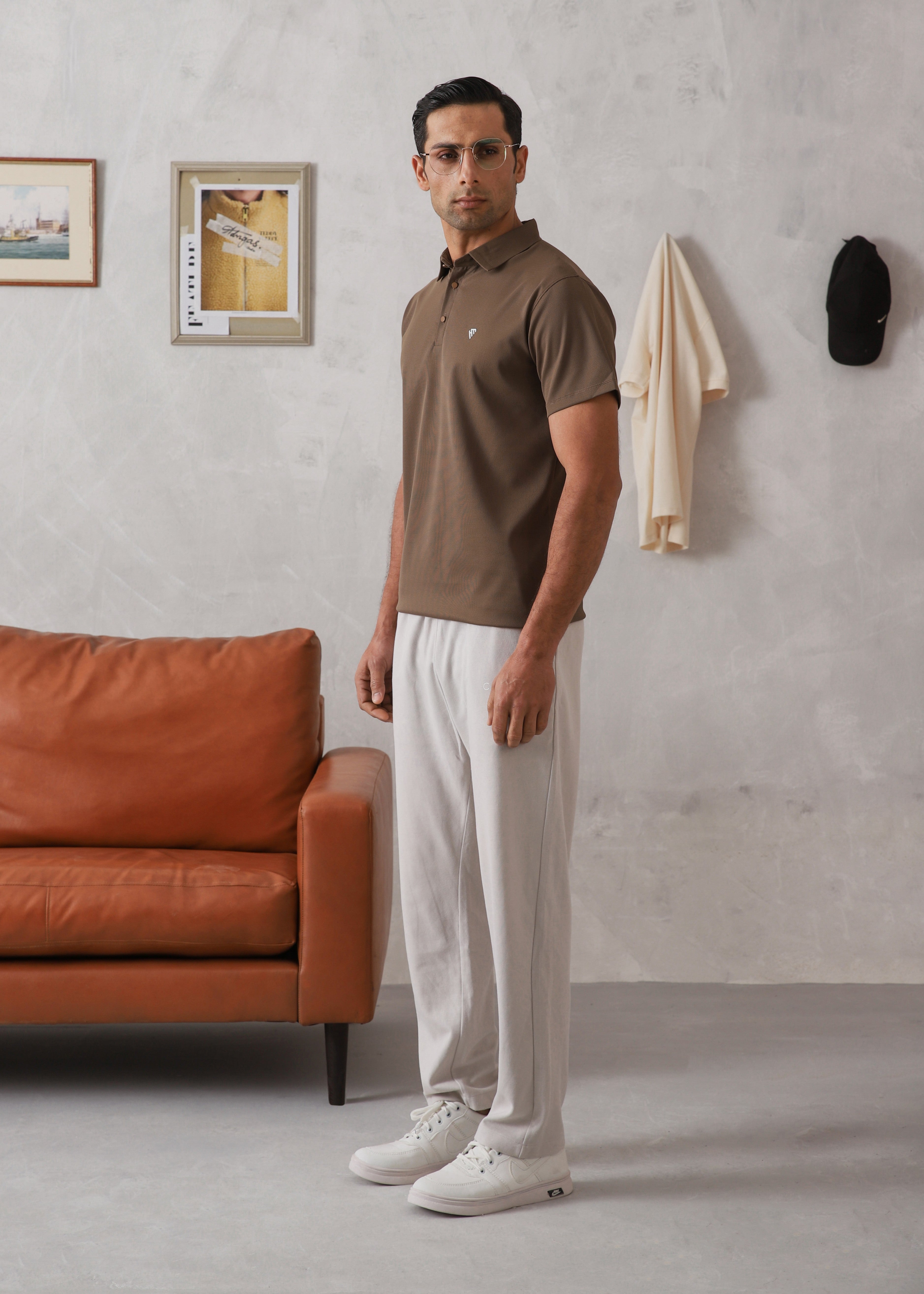 spandex Polo Shirt in Hazelwood brown