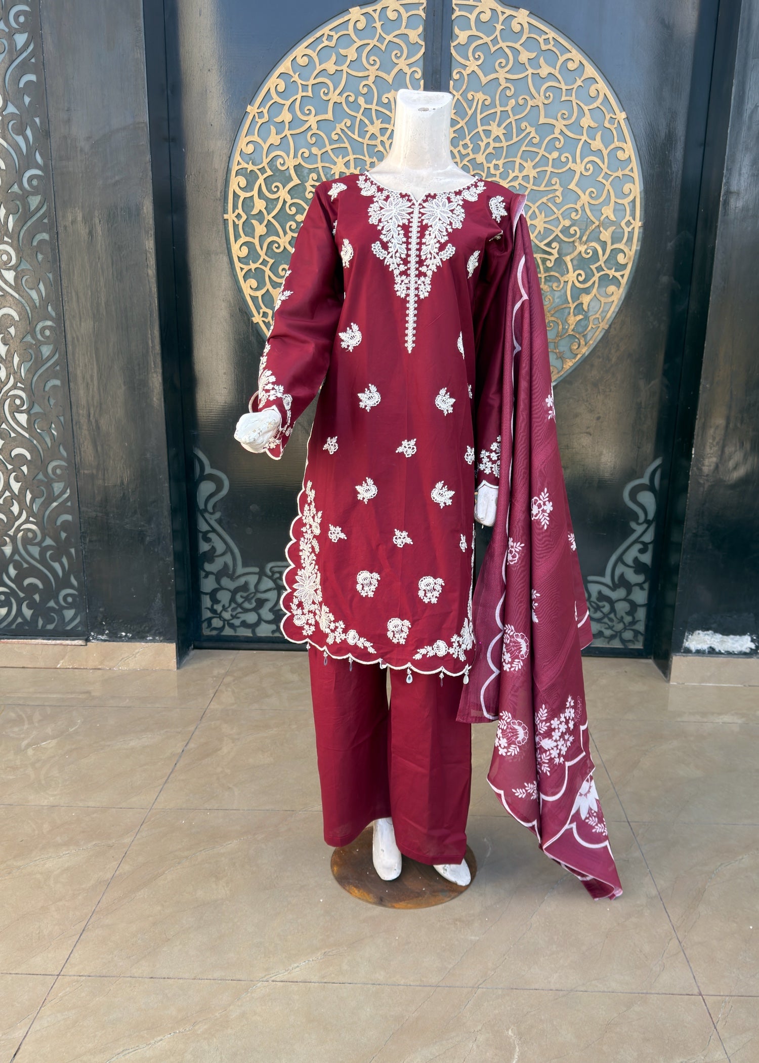 pure cotton Kurta Set in Maroon