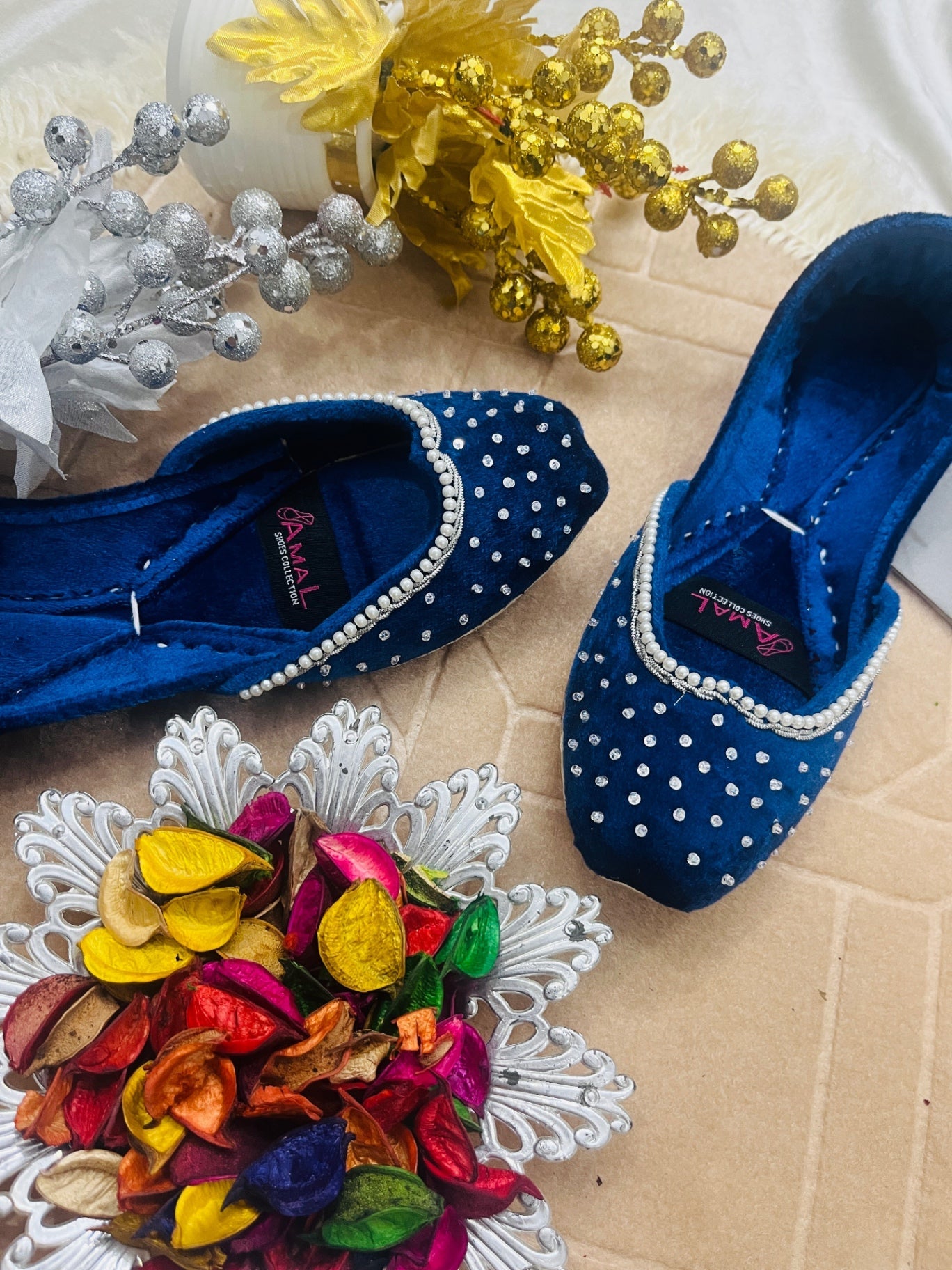 Khussa in Royal blue by - High Quality Women Khussa TLK5515