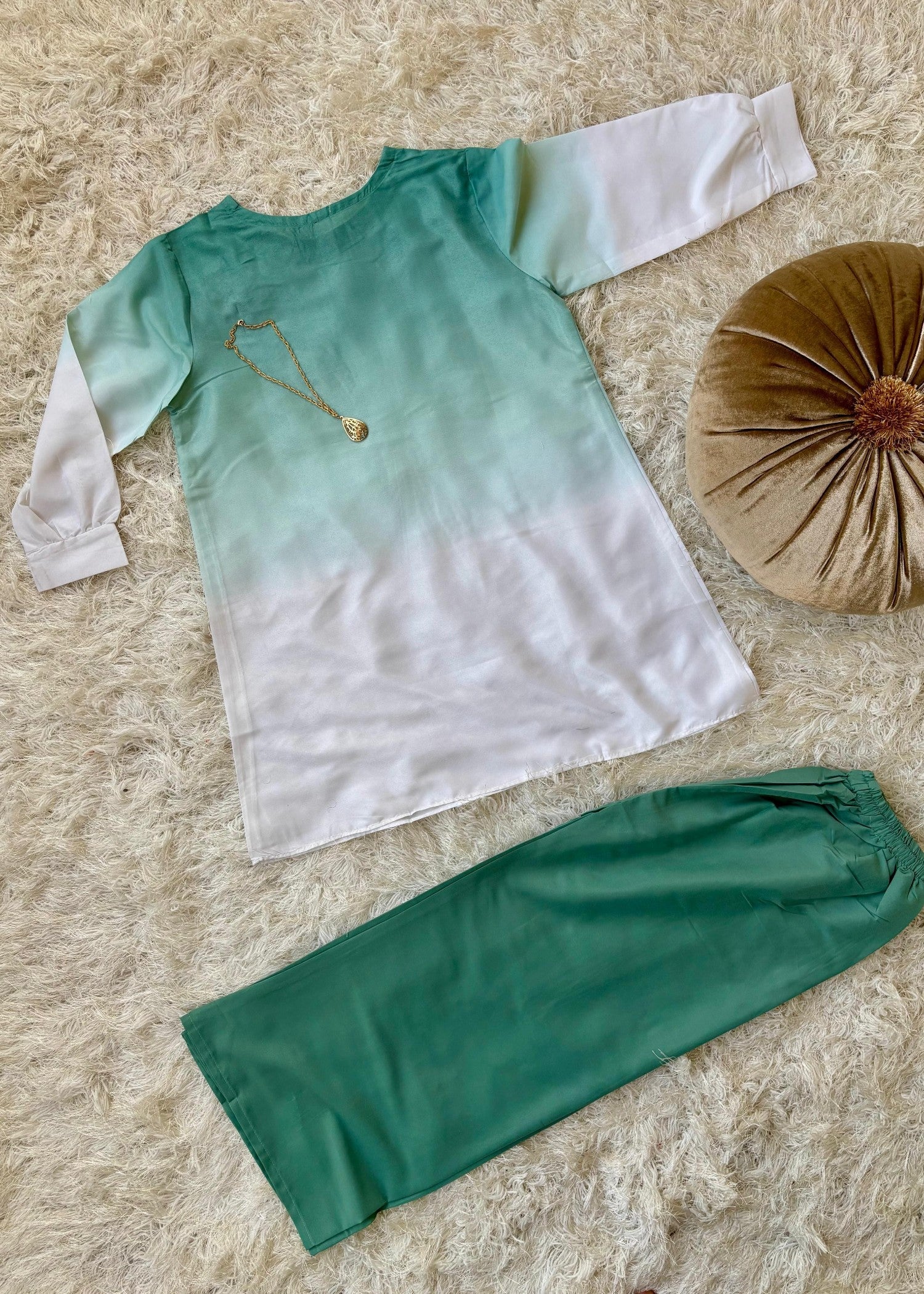blended grip silk Co Ord Sets in Sea green