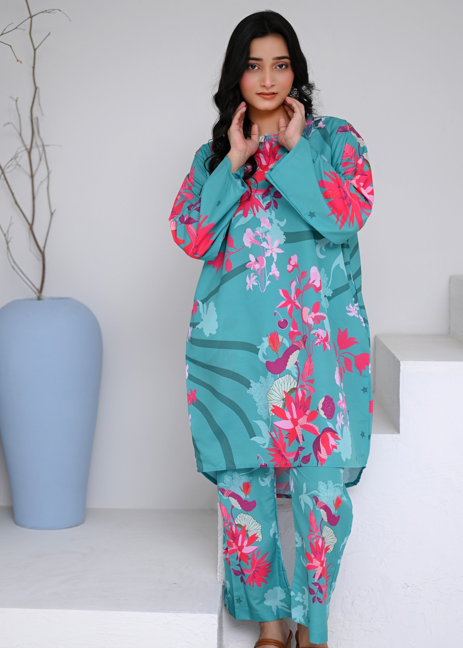 swiss lawn Co Ord Sets in Aquamarine