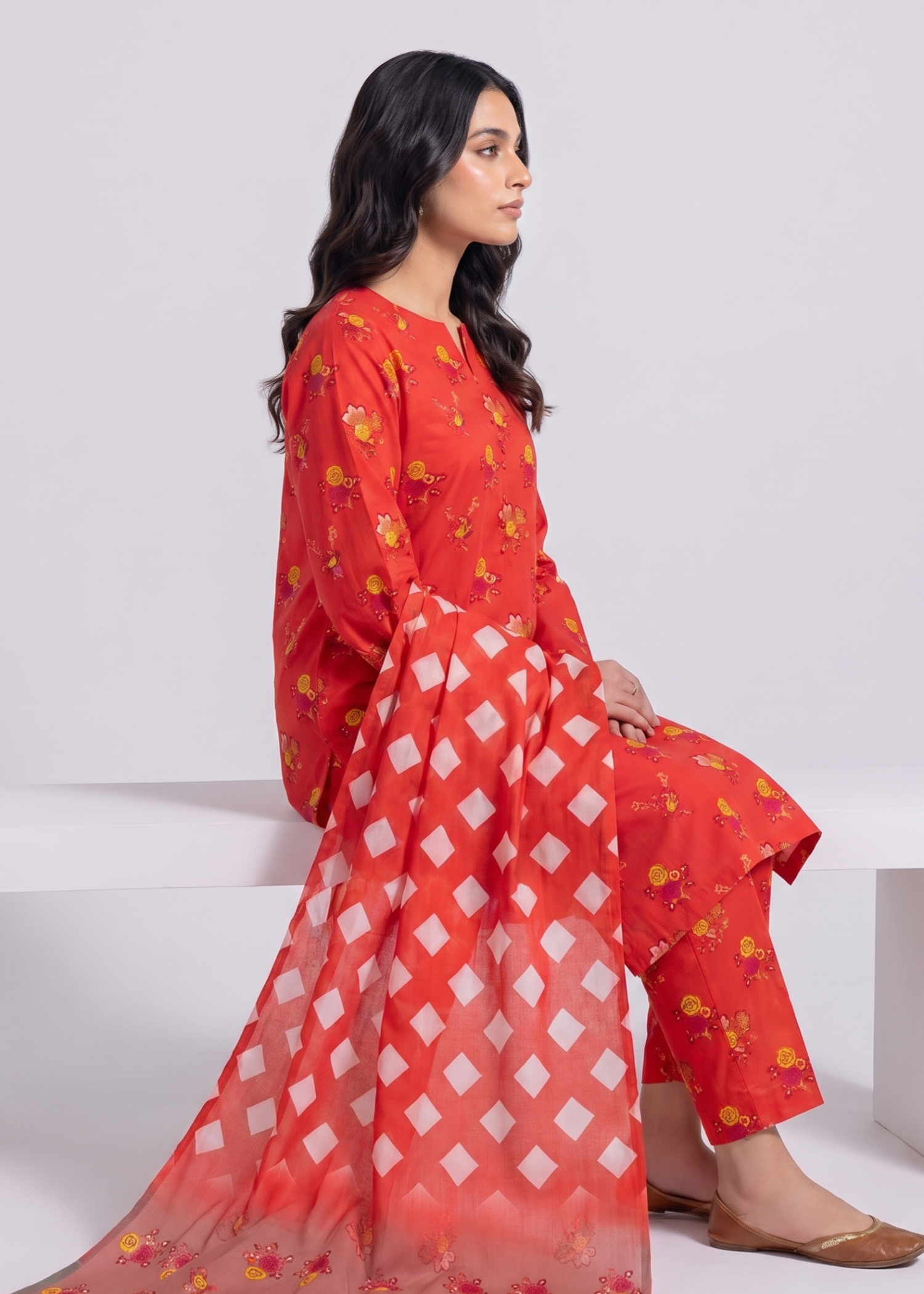 lawn Unstitched in Scarlet
