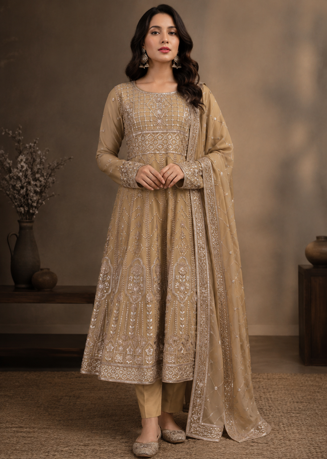 chiffon Maxi in Camel brown