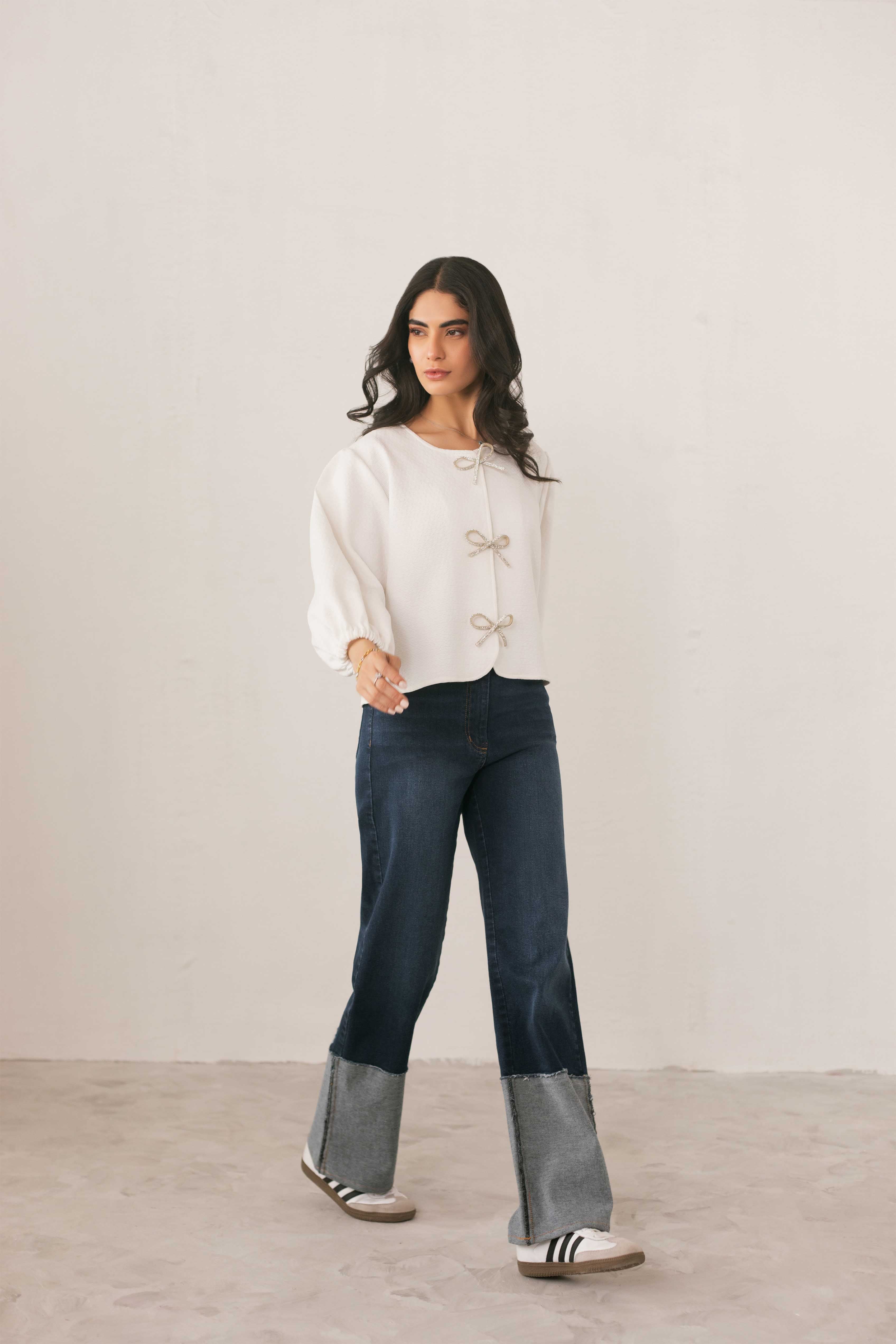 satin polyester Top in Cream