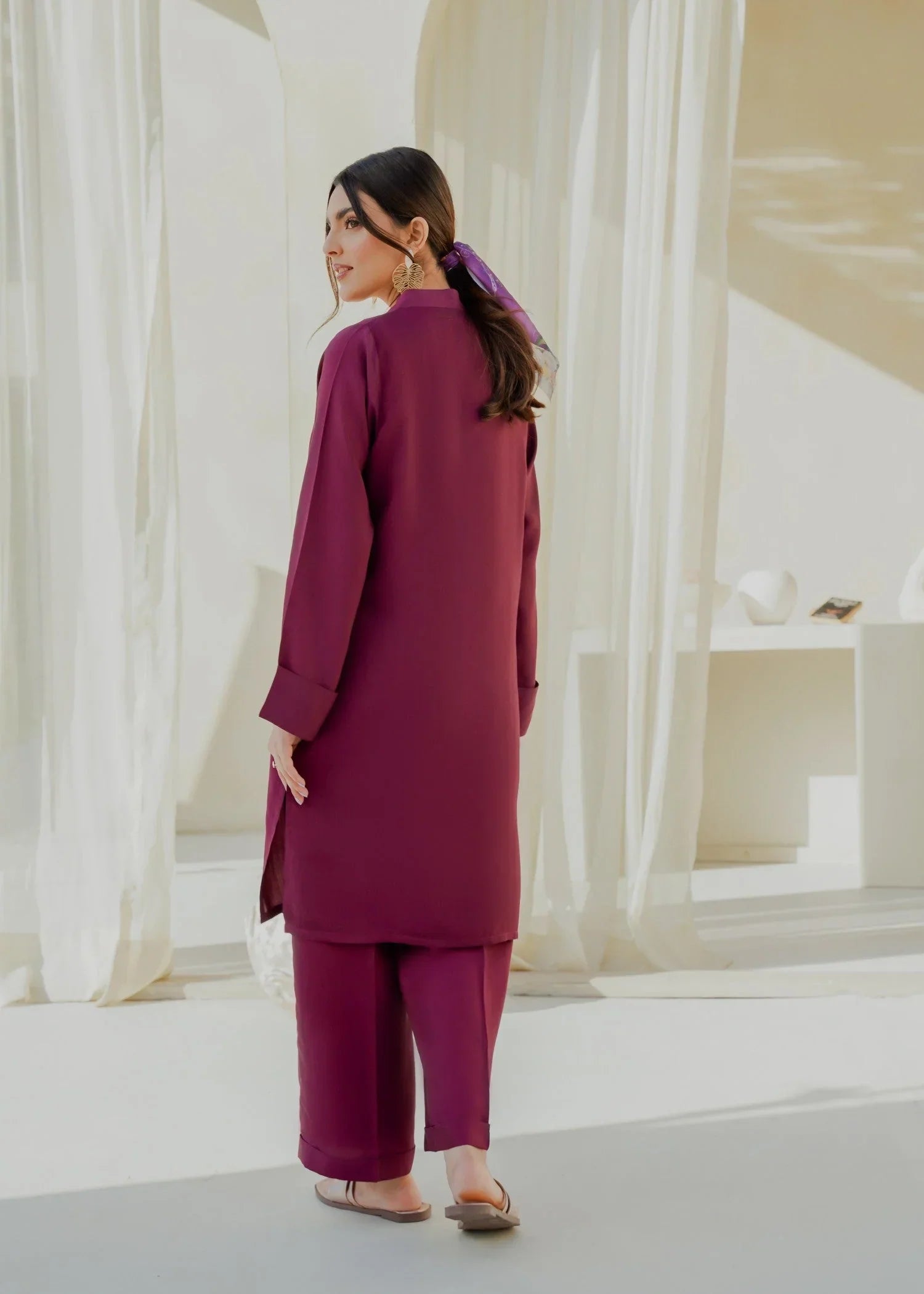cotton silk Co ord Sets in Burgundy