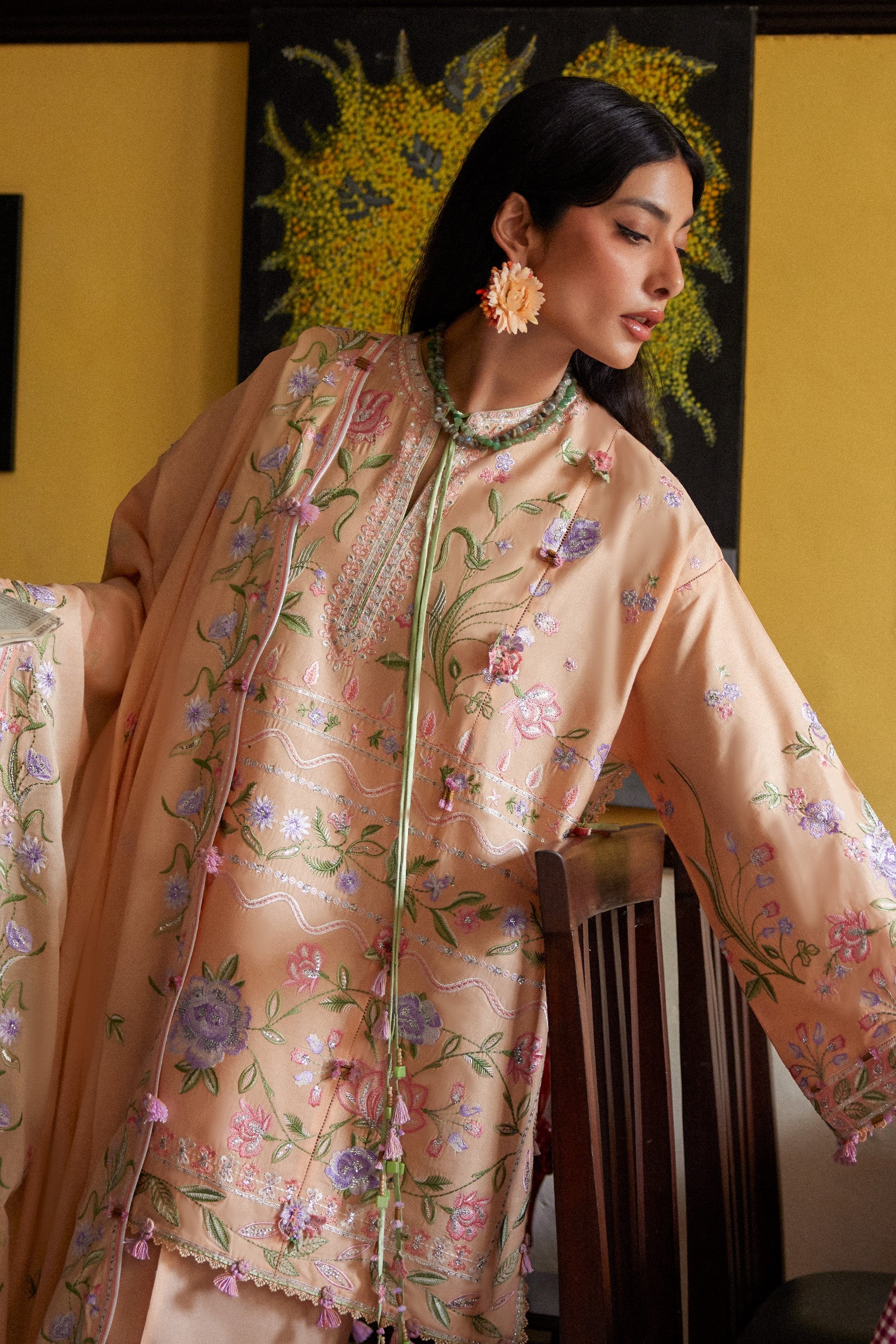 Festive Luxury Lawn – Apricot Mallow Bloom (Z-09)