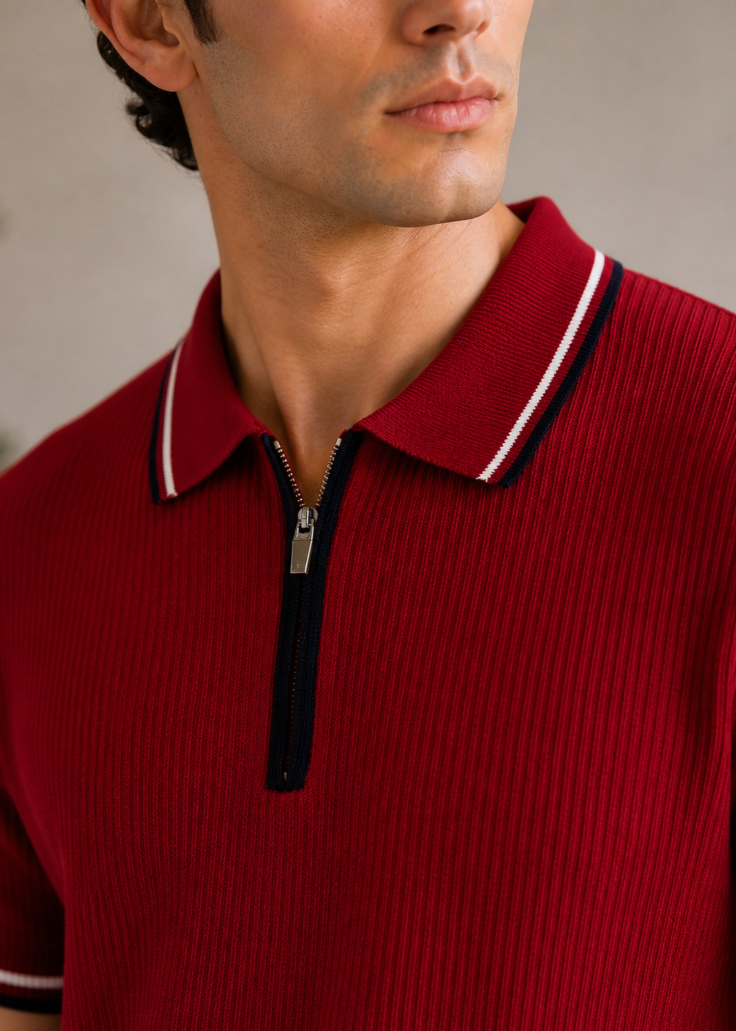 cotton Polo Shirt in Crimson