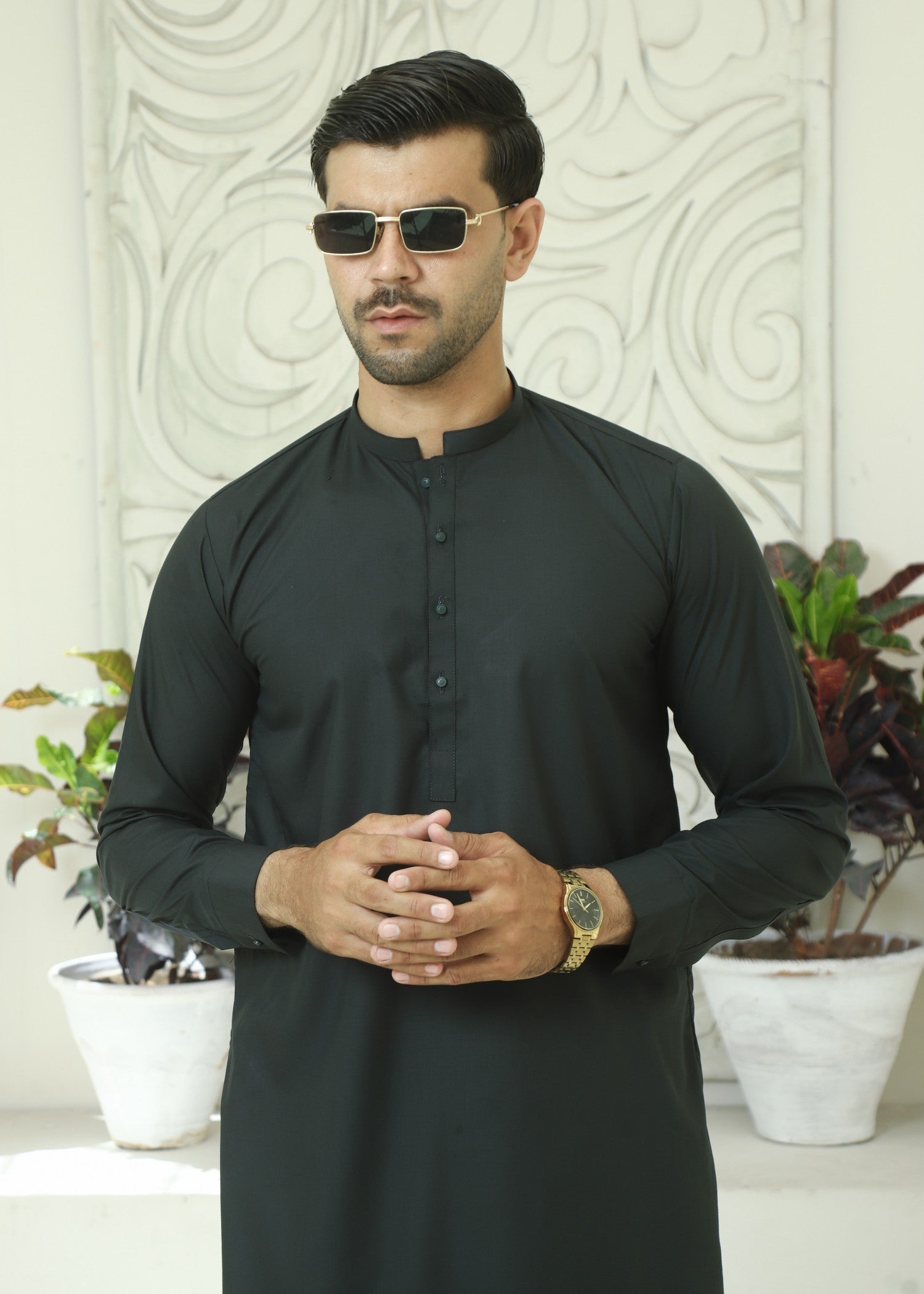 wash & wear Kurta Set in Hunter green