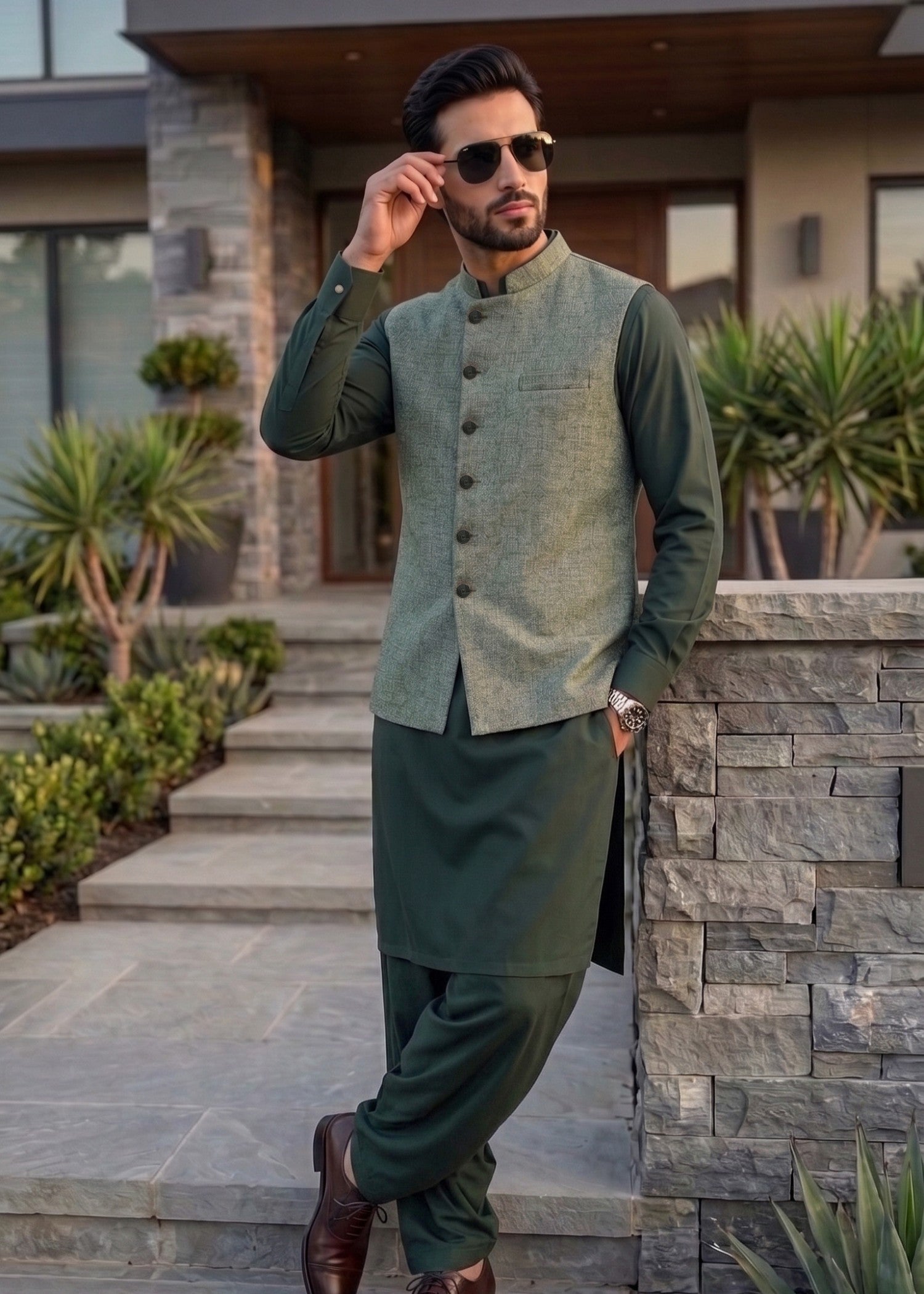 suiting Waistcoat in Bottle green