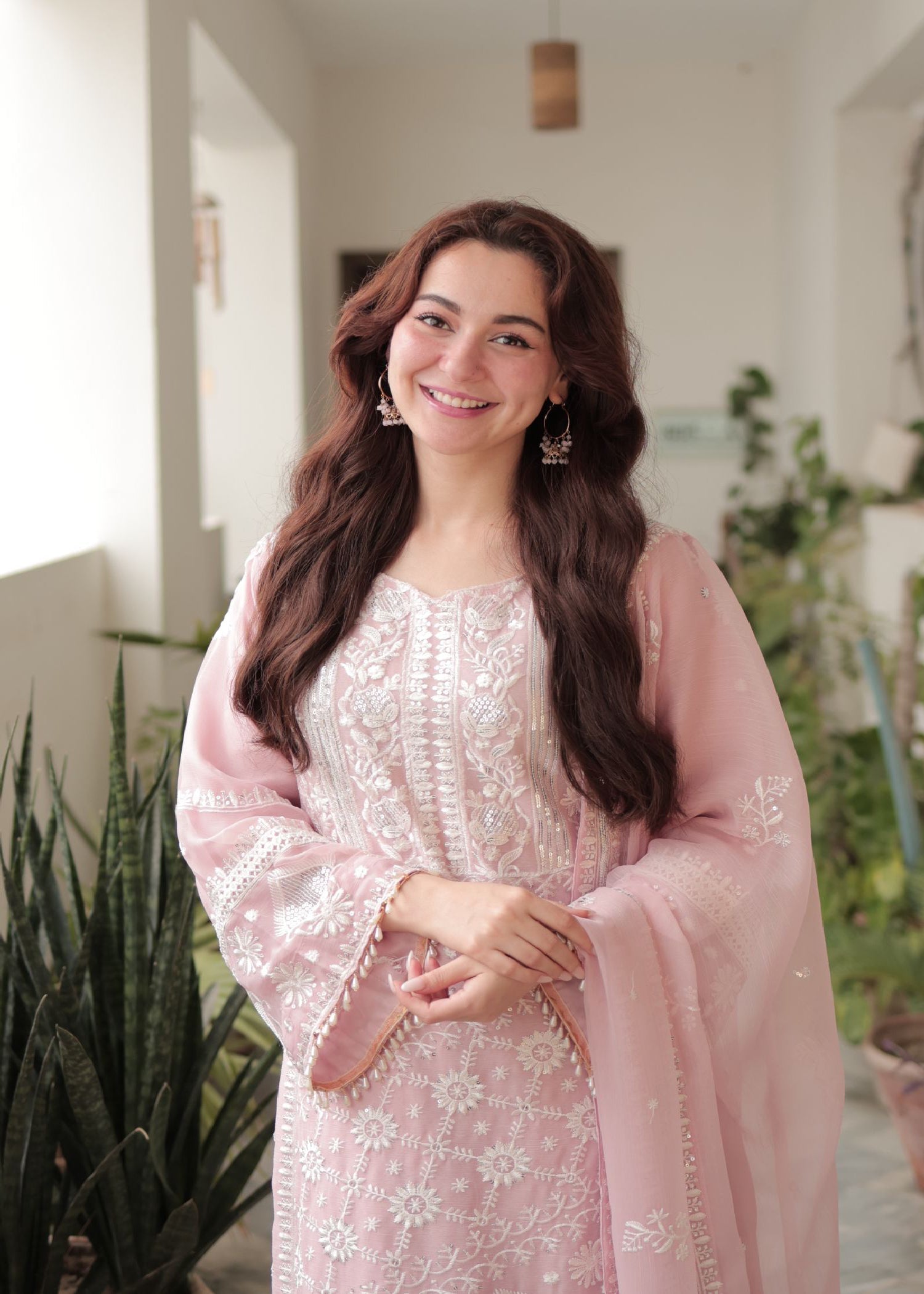 chiffon Gharara in Baby pink
