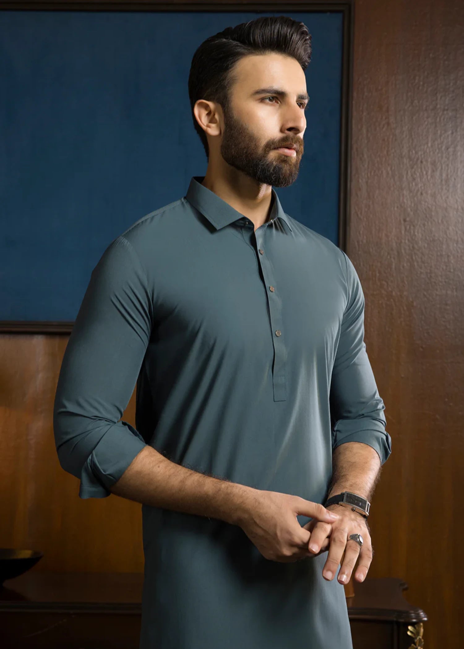 poly viscose Shalwar Kameez in Teal