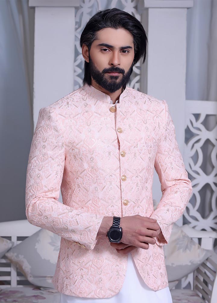 raw silk Prince Coat in Pink