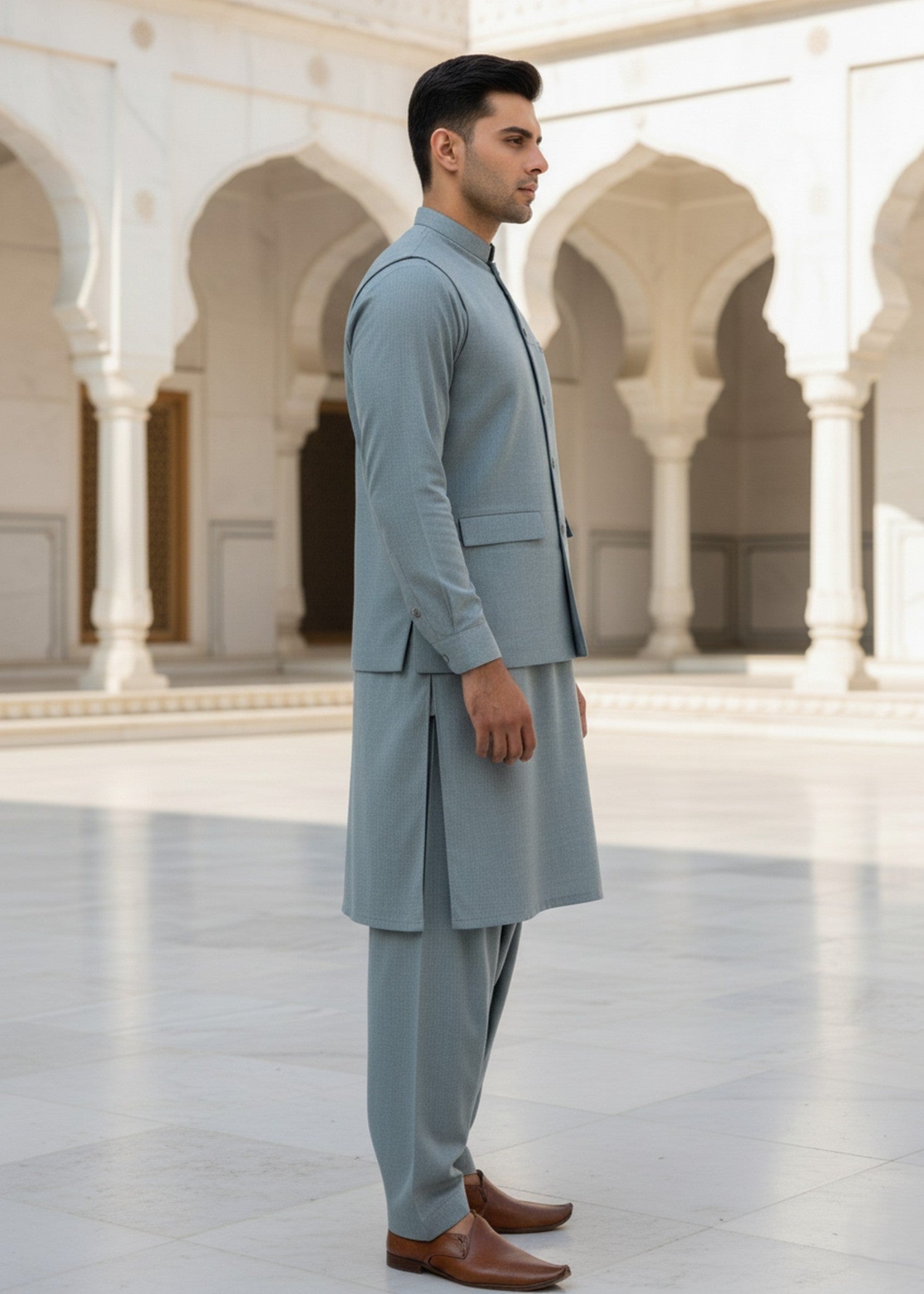 wash & wear Waistcoat in Pastel green