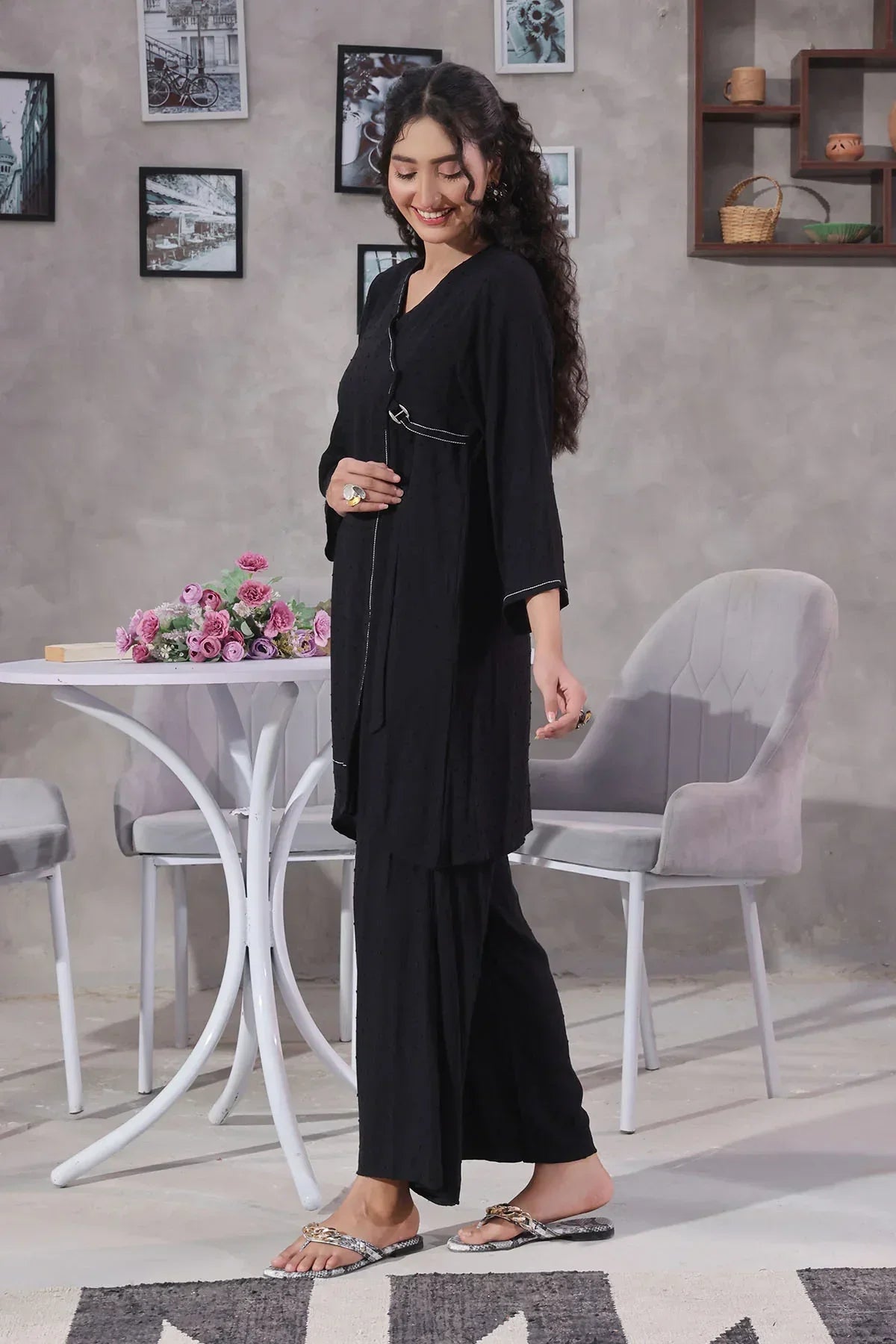 cotton Angrakha in Black