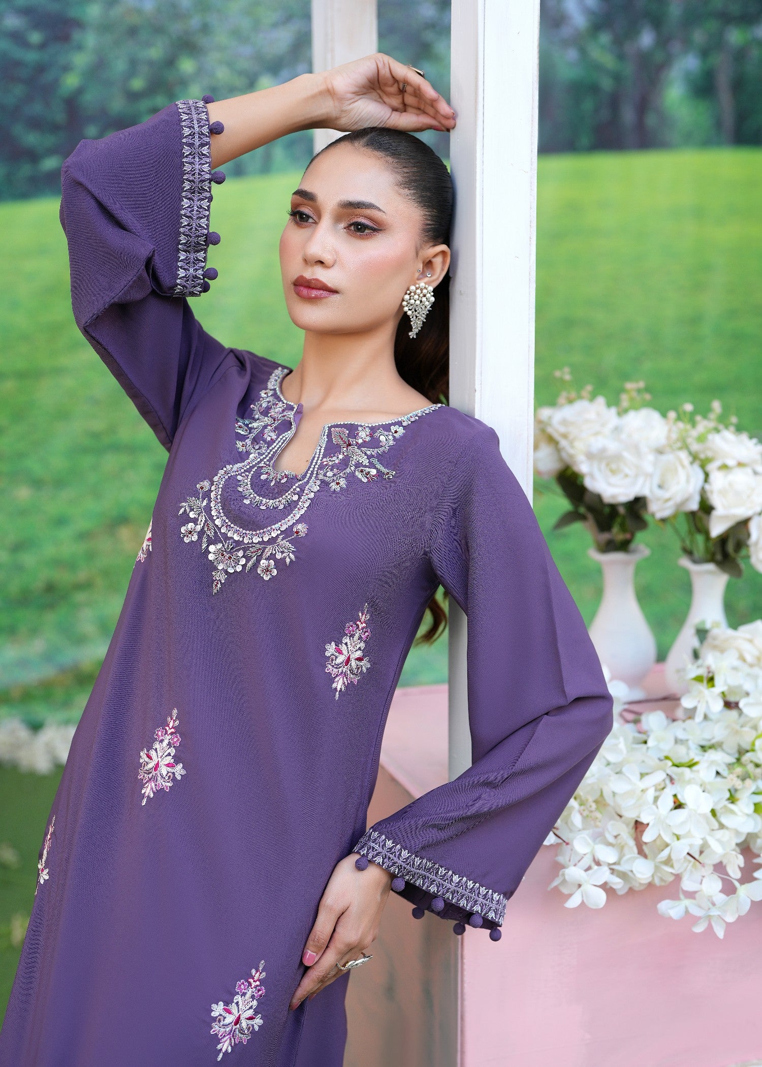 georgette Kaftan in Royal purple